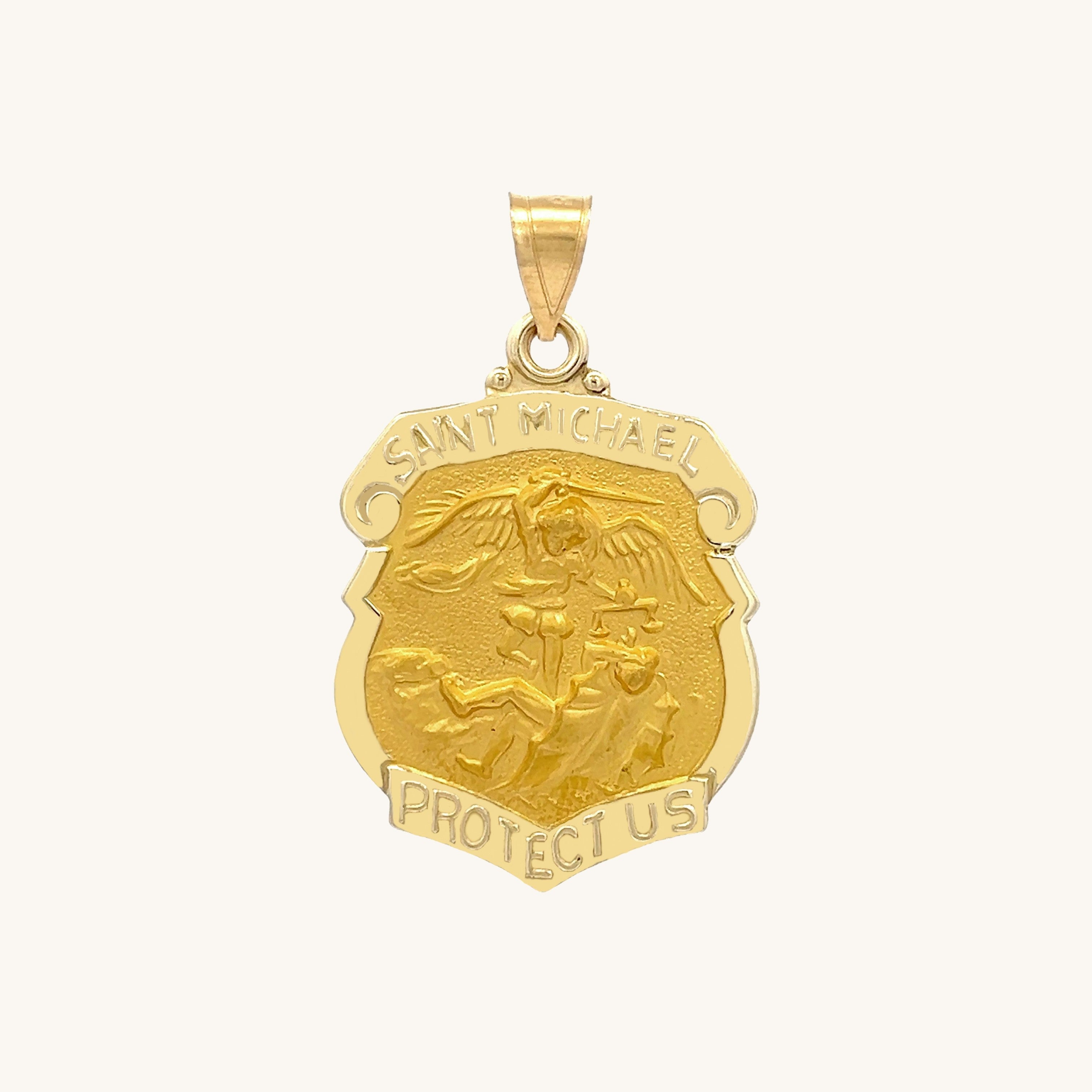 14K Yellow Gold Saint Michael Badge S