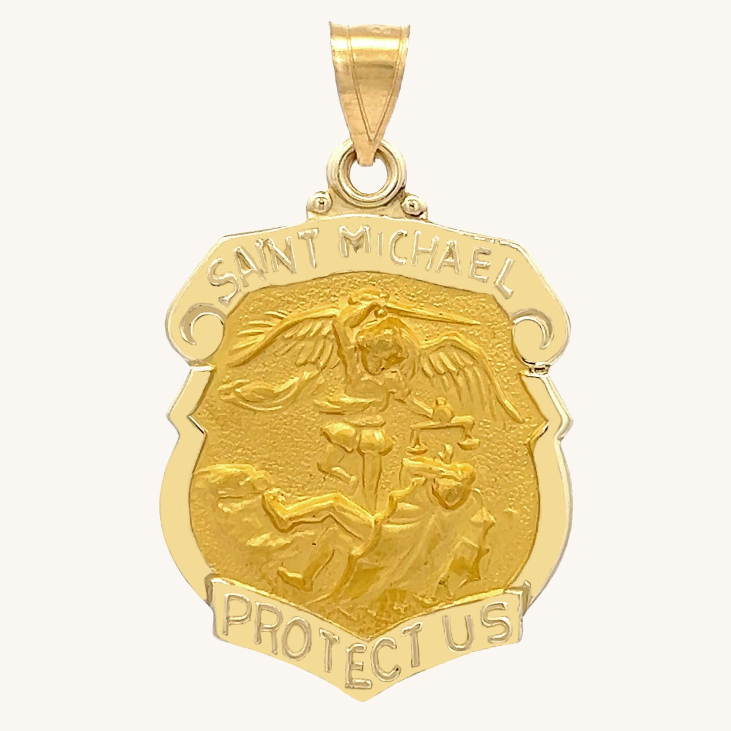 14K Yellow Gold Saint Michael Badge L