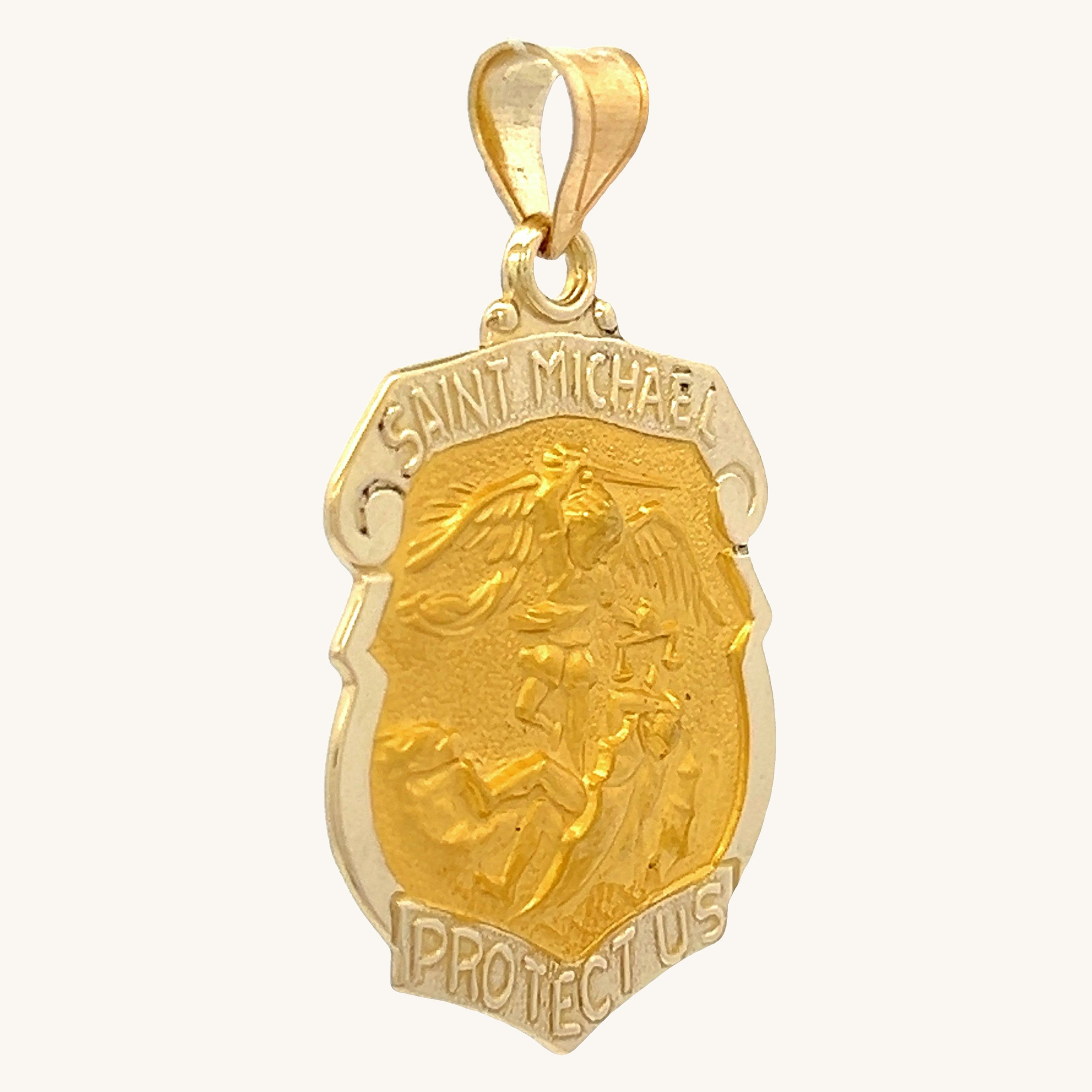 14K Yellow Gold Saint Michael Badge L S