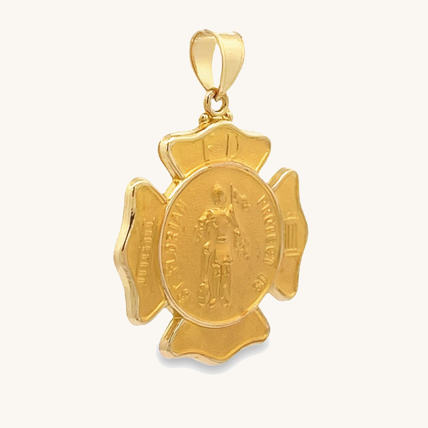 14K Yellow Gold Saint Florian Badge L S