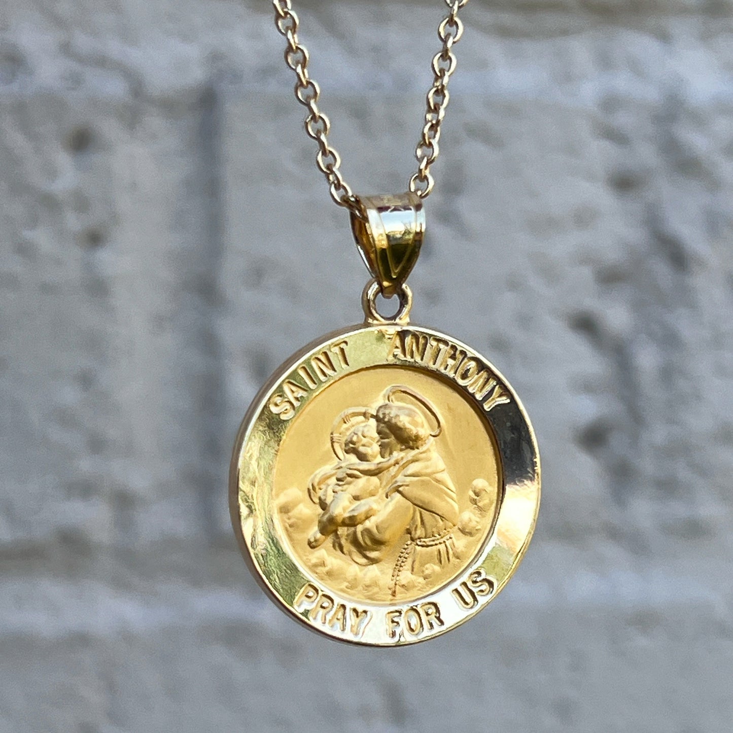 14K Yellow Gold Saint Anthony Medal XL L M S XS Lifestyle