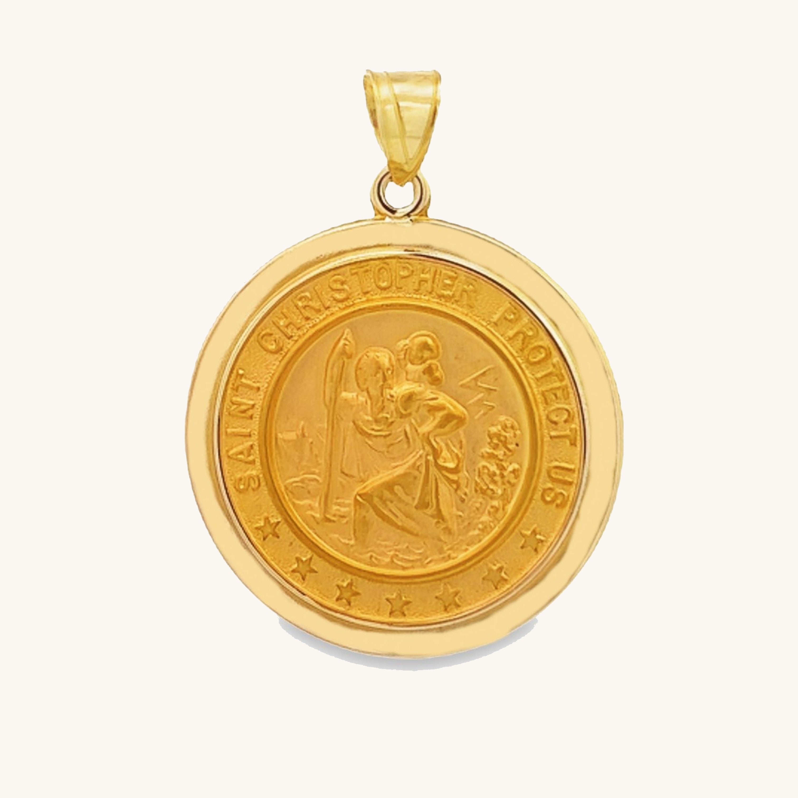 14K Yellow Gold Saint Christopher Medal L