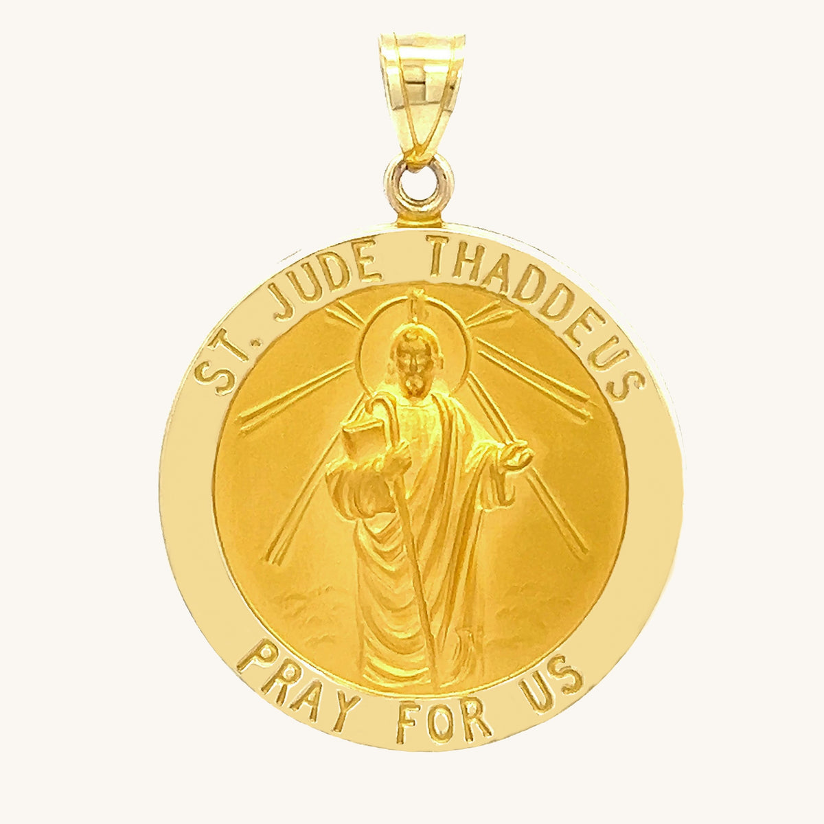 14K GOLD SAINT JUDE THADDEUS MEDAL | ROUND | Cross + Crown