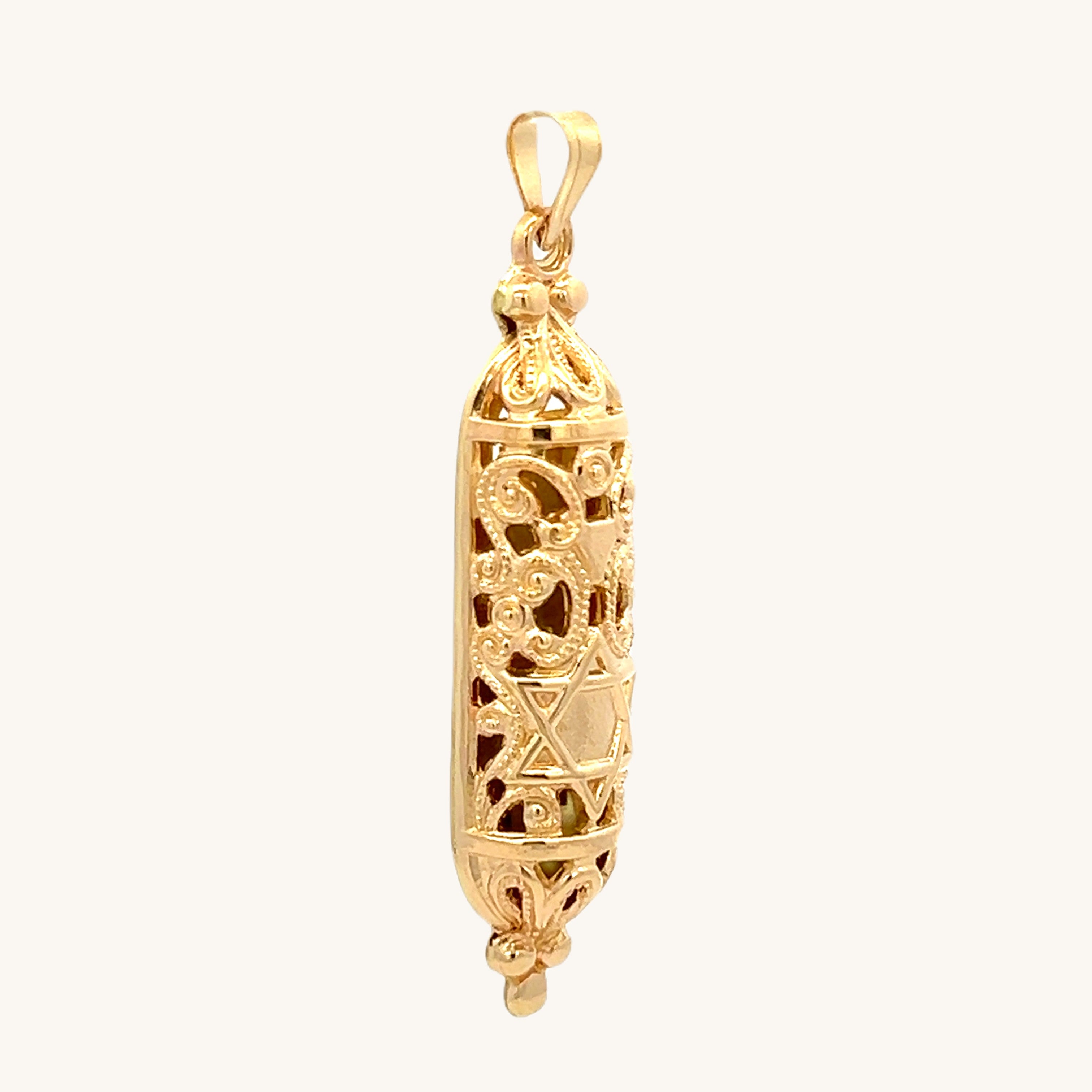 14K Yellow Gold Mezuzah Pendant L