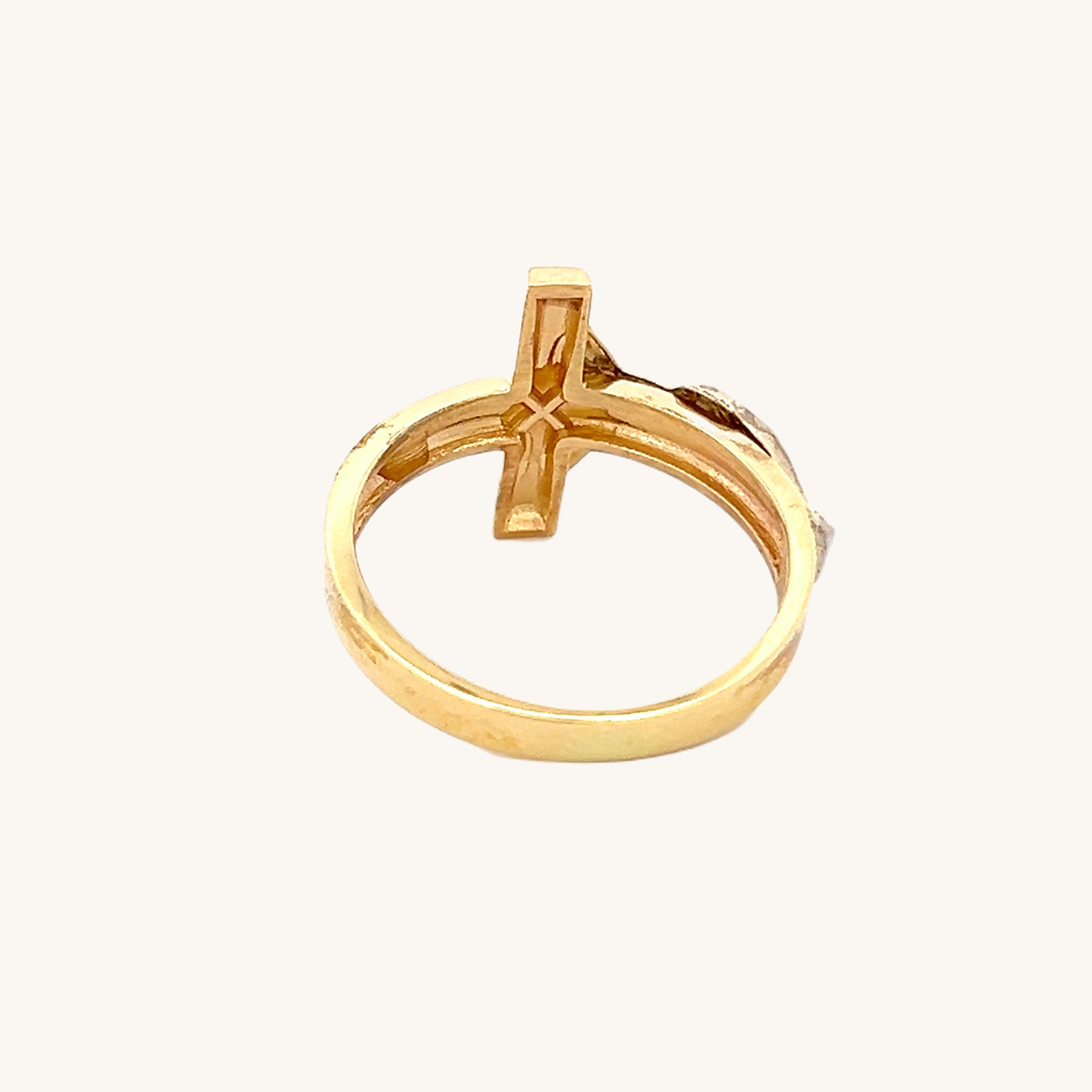 14K Two Tone Gold Large Crucifix Ring 8 9 10