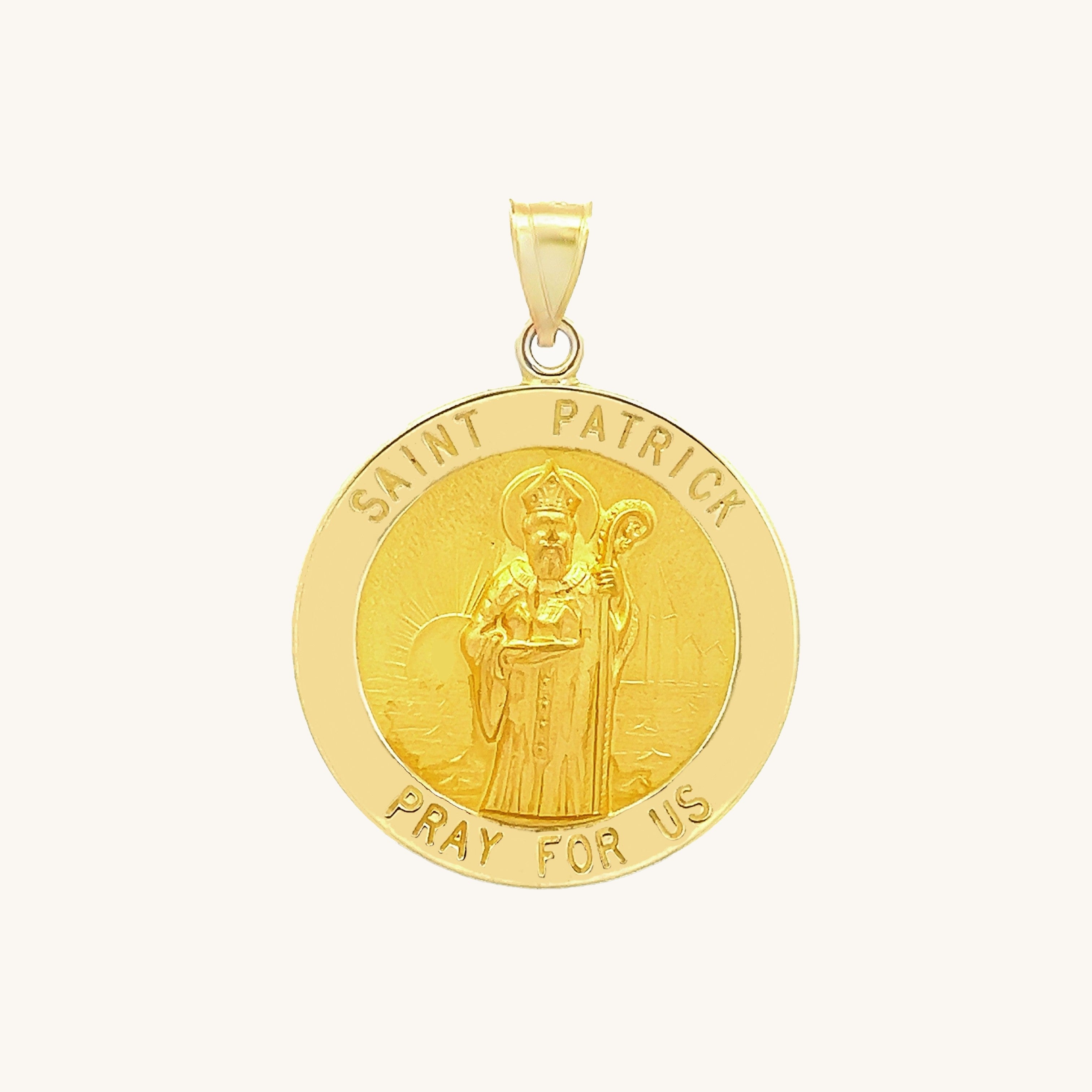 14K Yellow Gold Saint Patrick Medal M