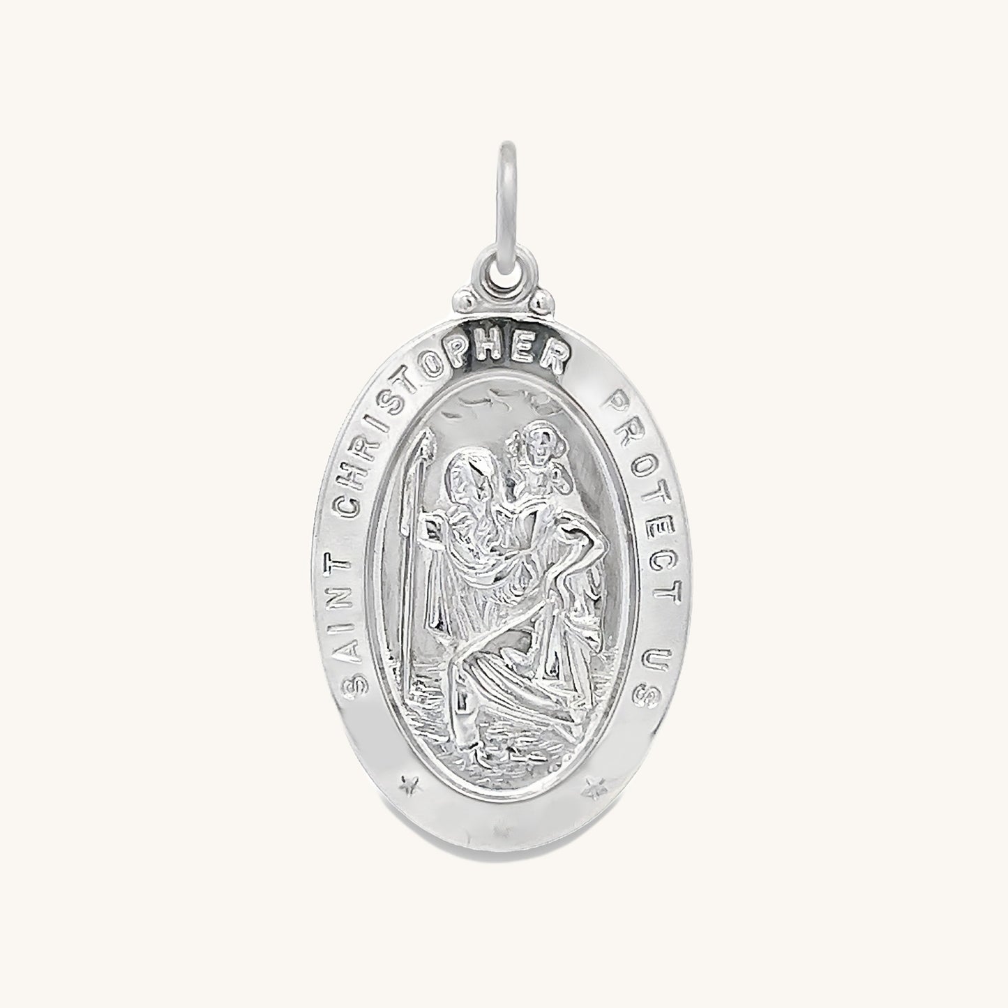 925 Bright Silver Saint Christopher Medal M