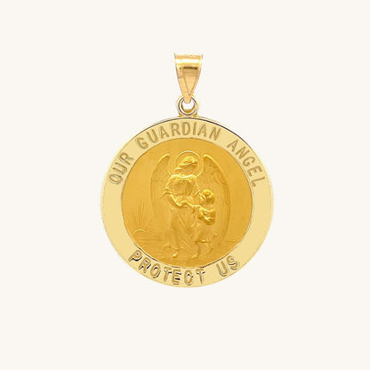 14K Yellow Gold Guardian Angel Medal M