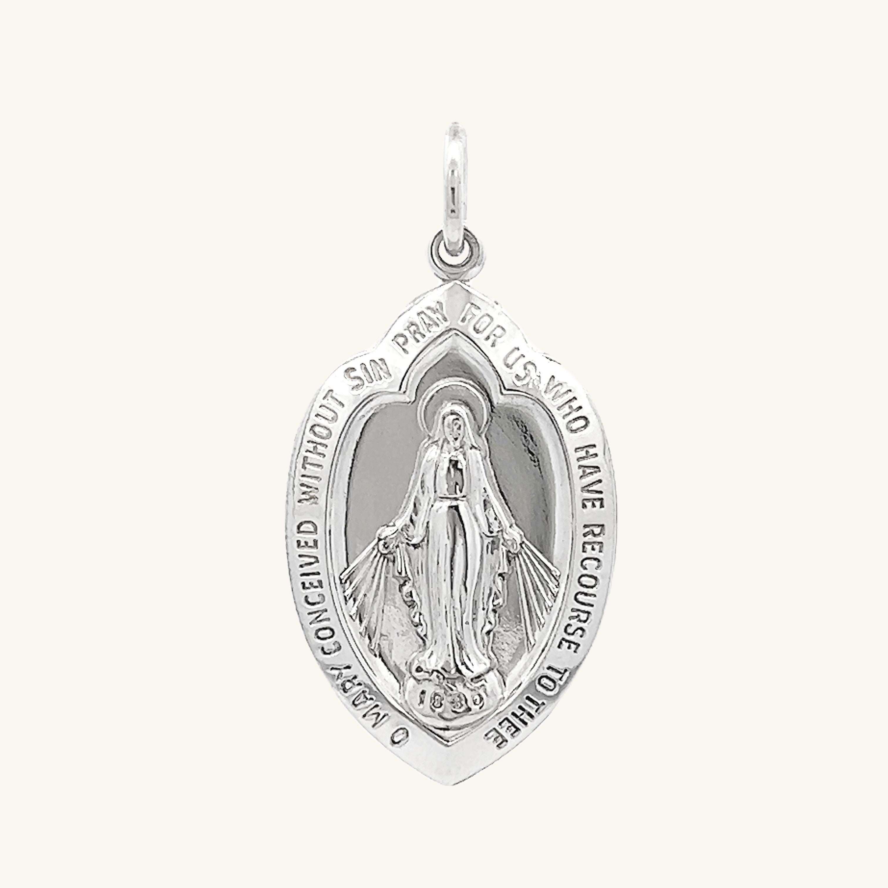 925 Bright Silver Miraculous Shield Medal M