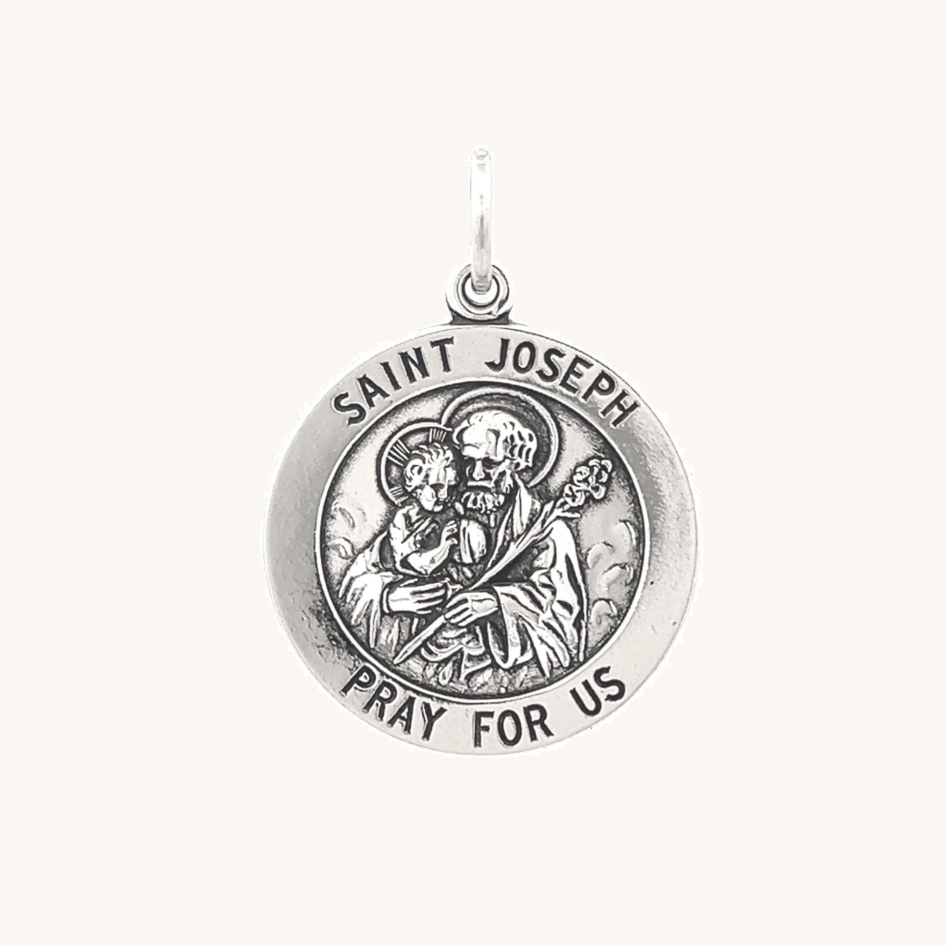 925 Antiqued Silver Saint Joseph Medal M