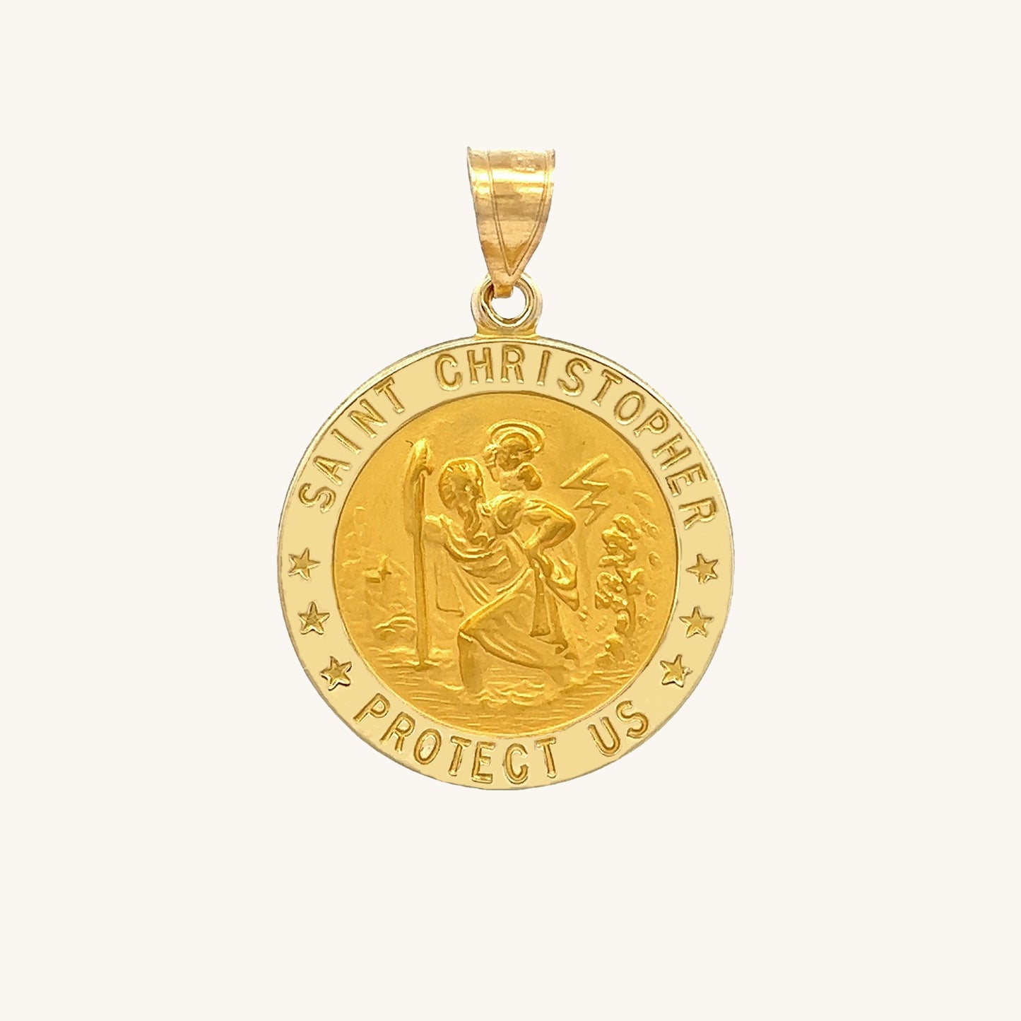 14K Yellow Gold Saint Christopher Medal M