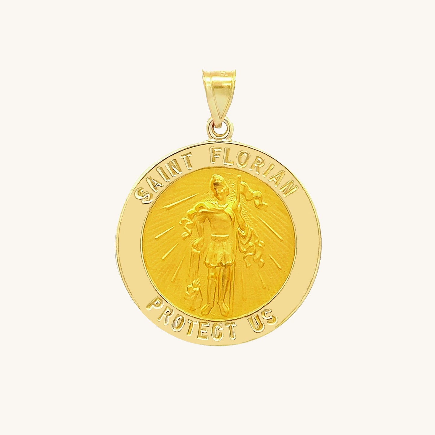 14K Yellow Gold Saint Florian Medal M