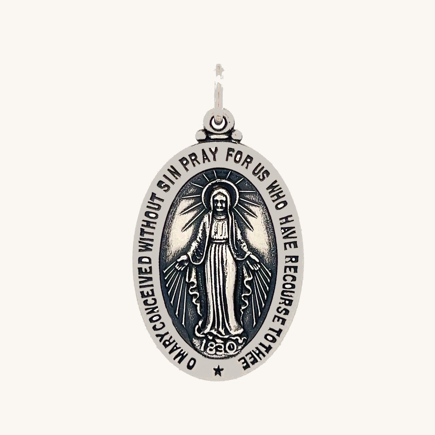 925 Antiqued Silver Miraculous Medal M