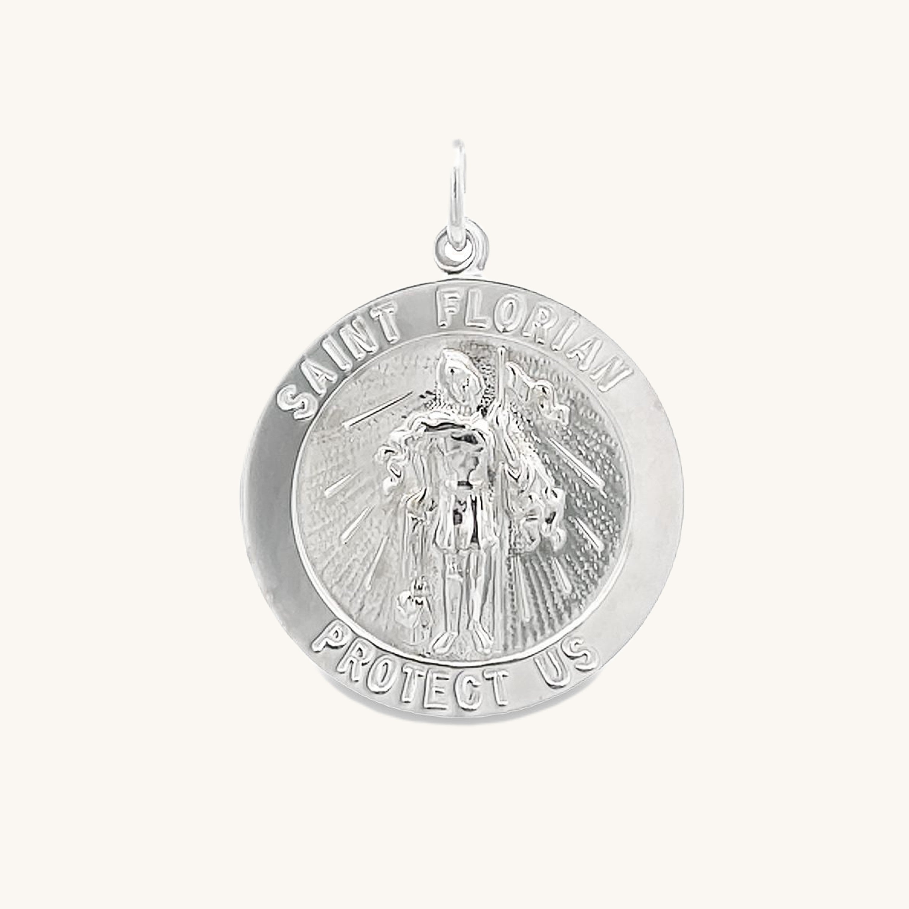 925 Bright Silver Saint Florian Medal M