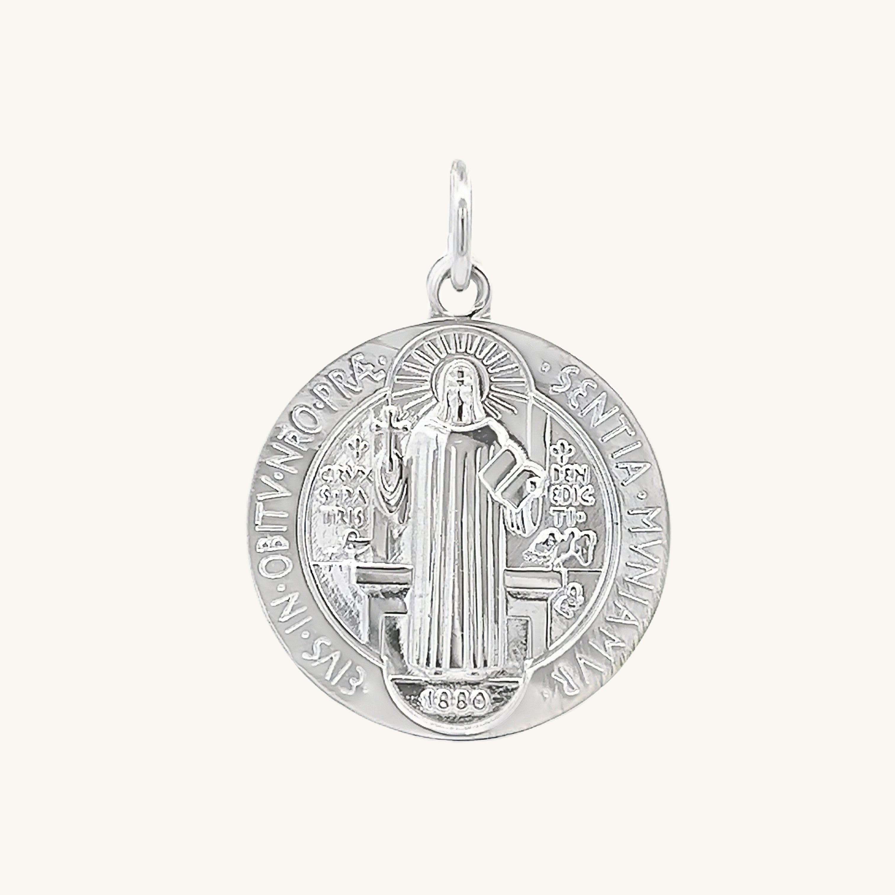 925 Bright Silver Saint Benedict Medal M