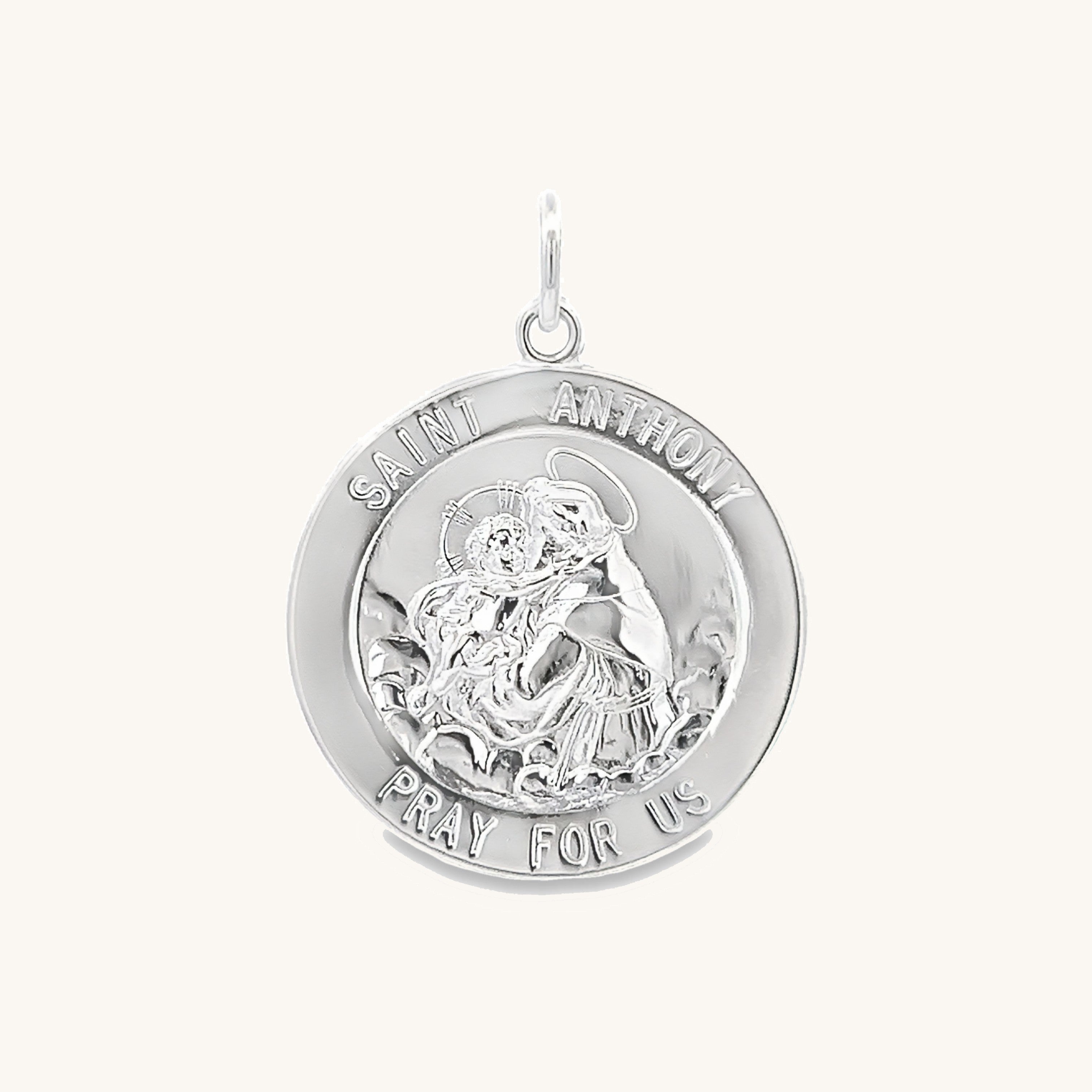 925 Bright Silver Saint Anthony Medal M