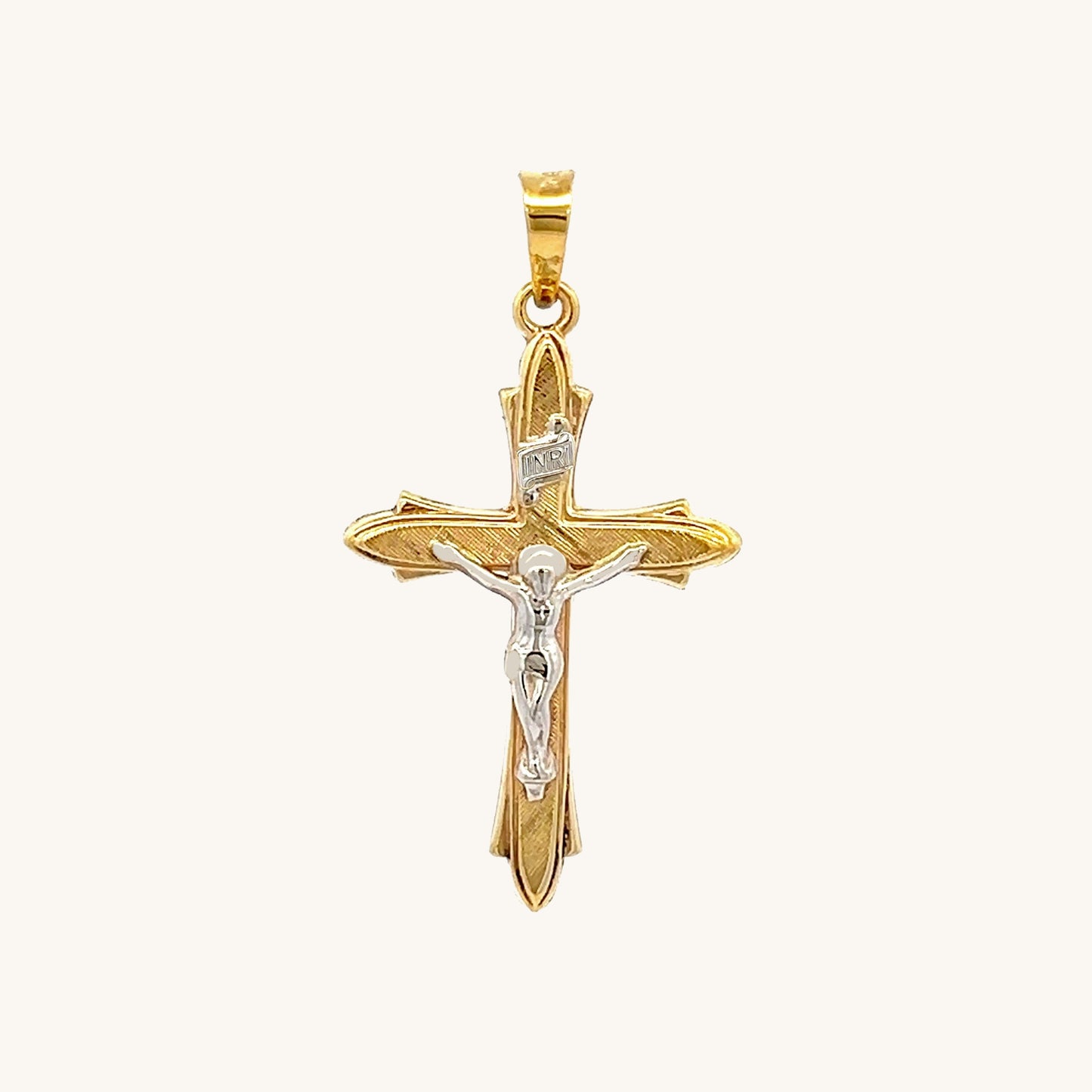 14K Two Tone Gold Crucifix M