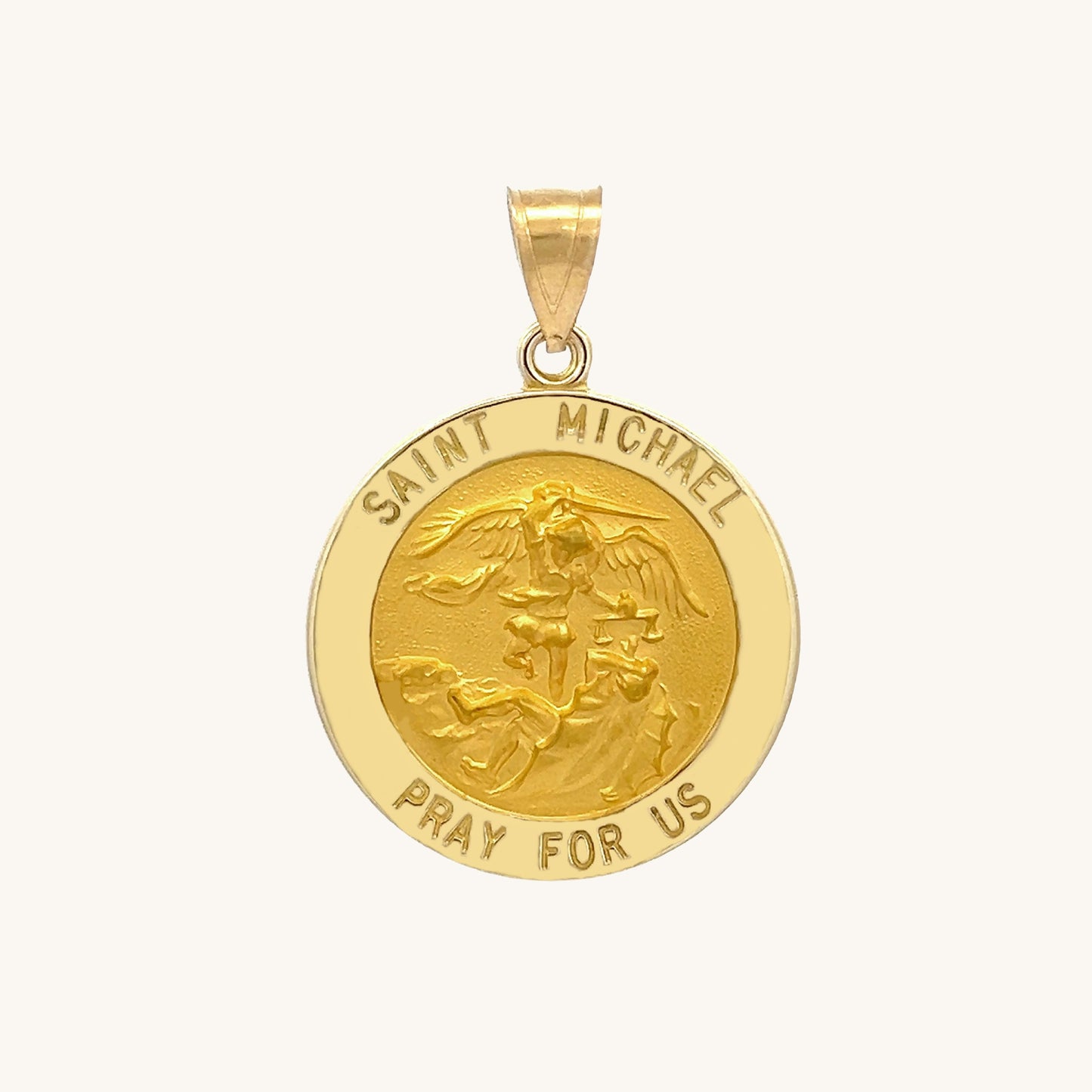 14K Yellow Gold Saint Michael Medal M