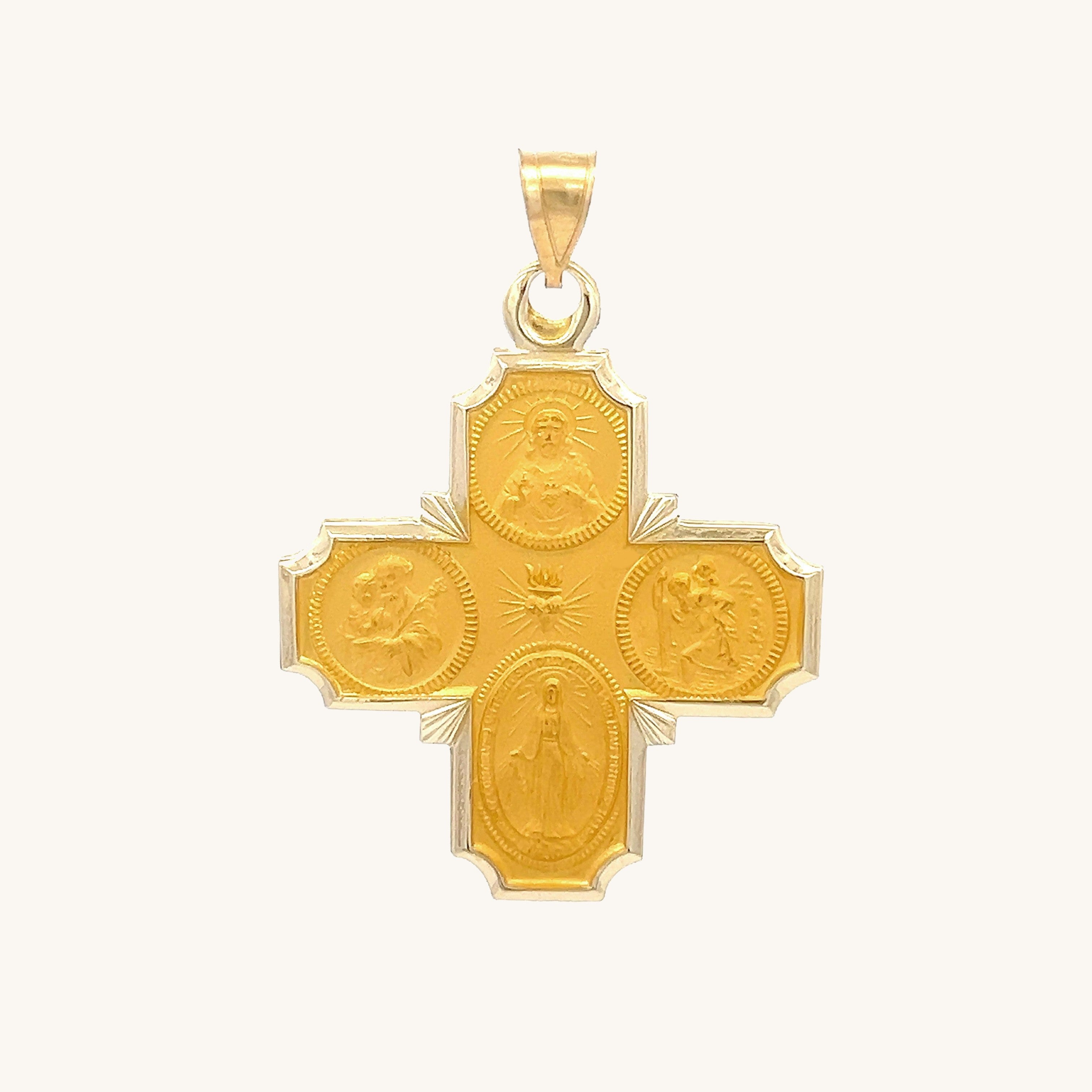 14K Yellow Gold Four Way Medal M
