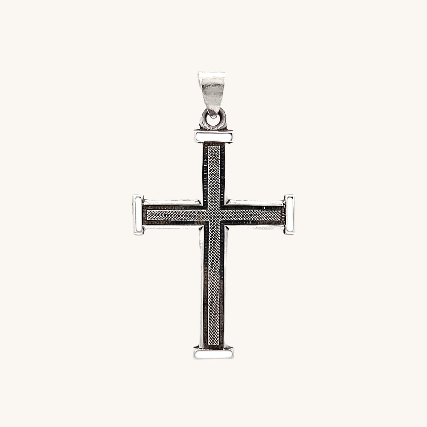 925 Antiqued Silver Textured Cross M