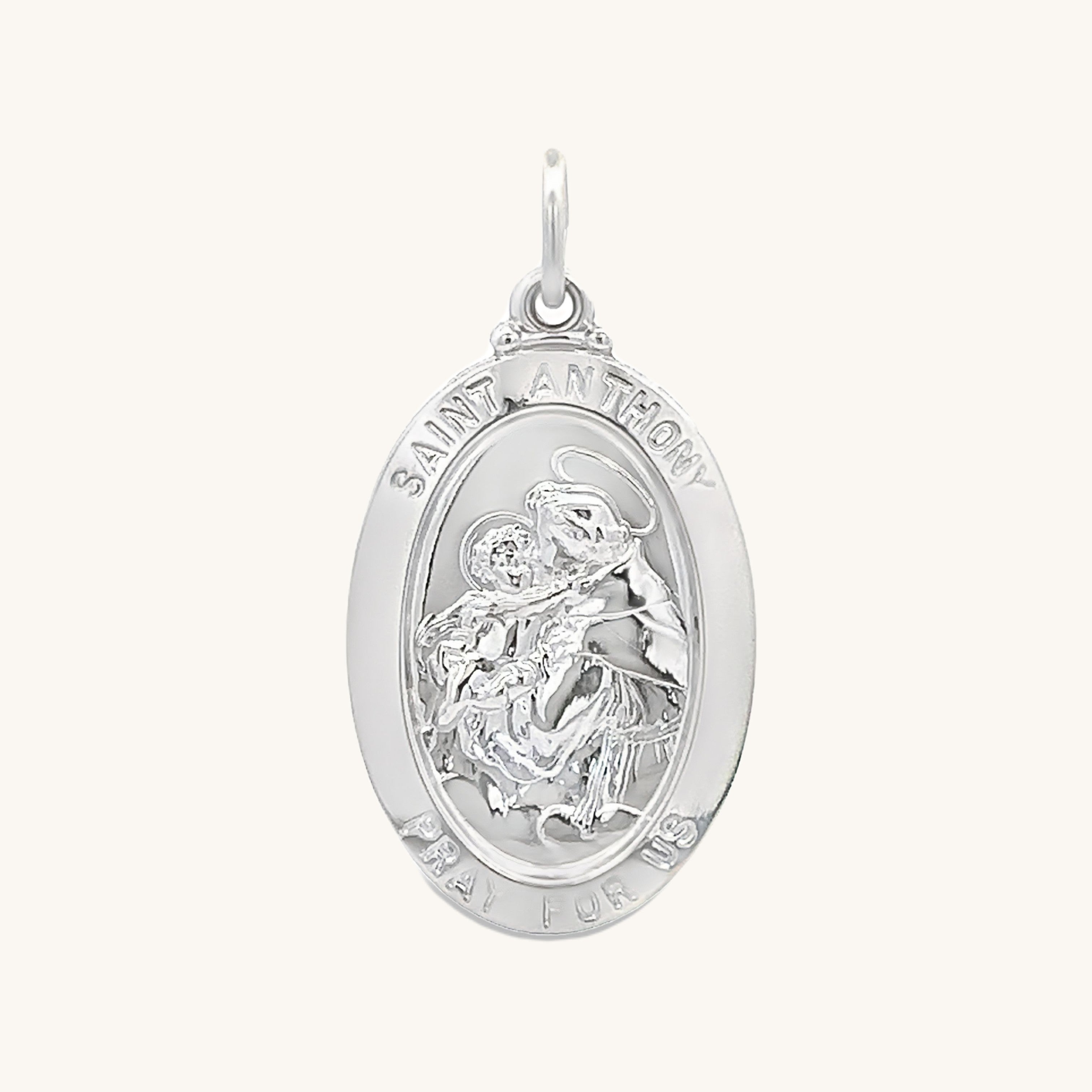 925 Bright Silver Saint Anthony Medal M