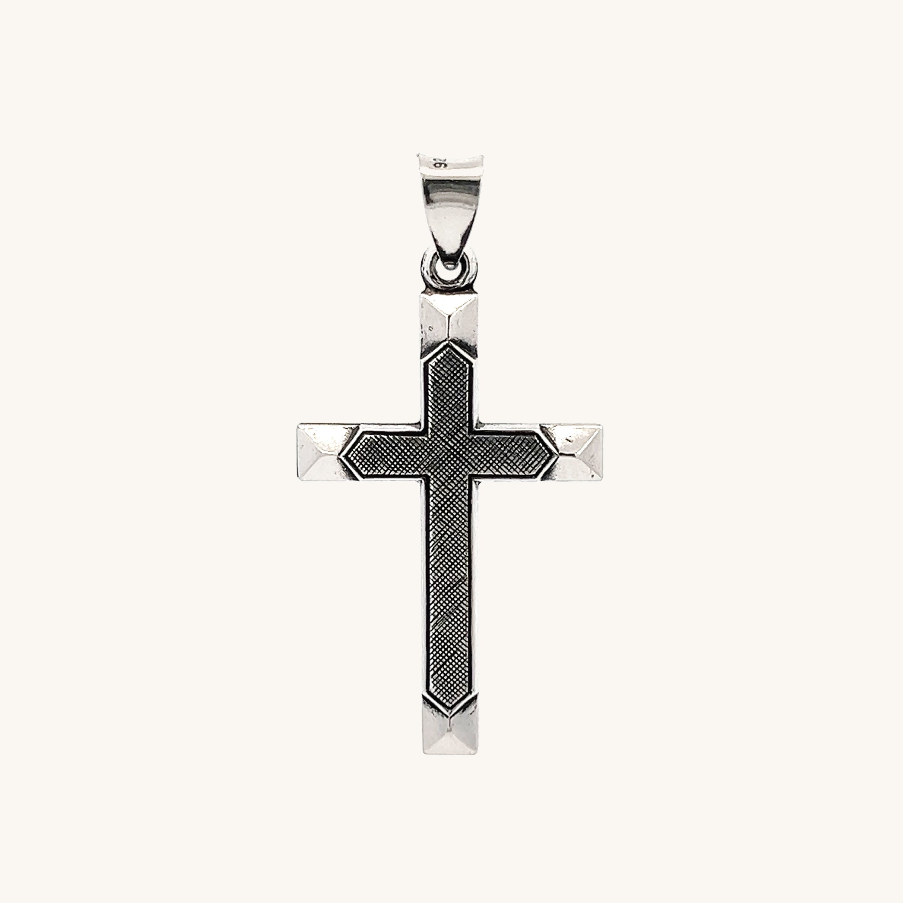 925 Antiqued Silver Textured Cross M