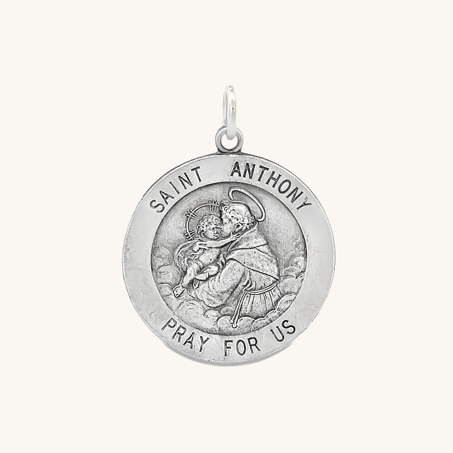 925 Antiqued Silver Saint Anthony Medal M