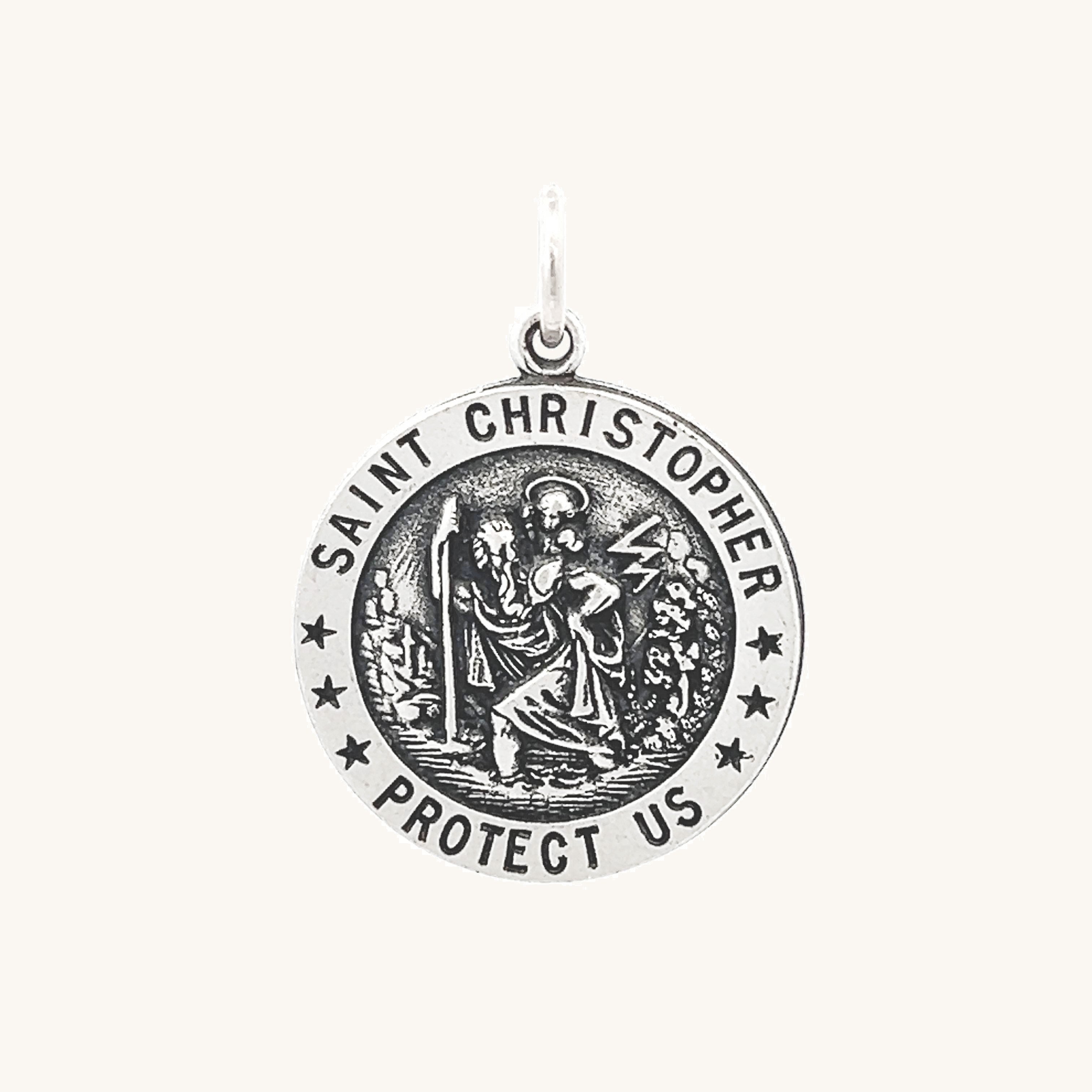 925 Antiqued Silver Saint Christopher Medal M