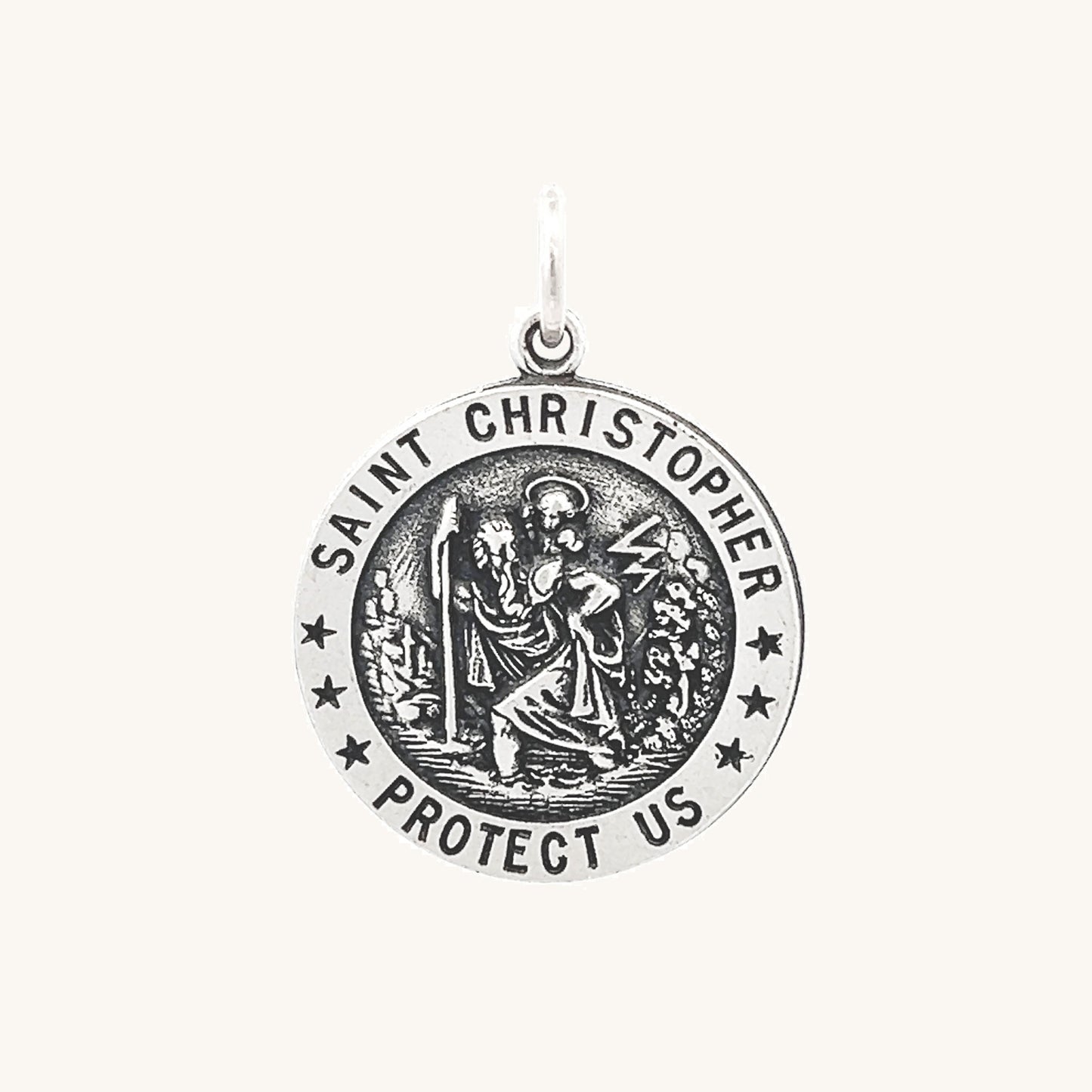 925 Antiqued Silver Saint Christopher Medal M