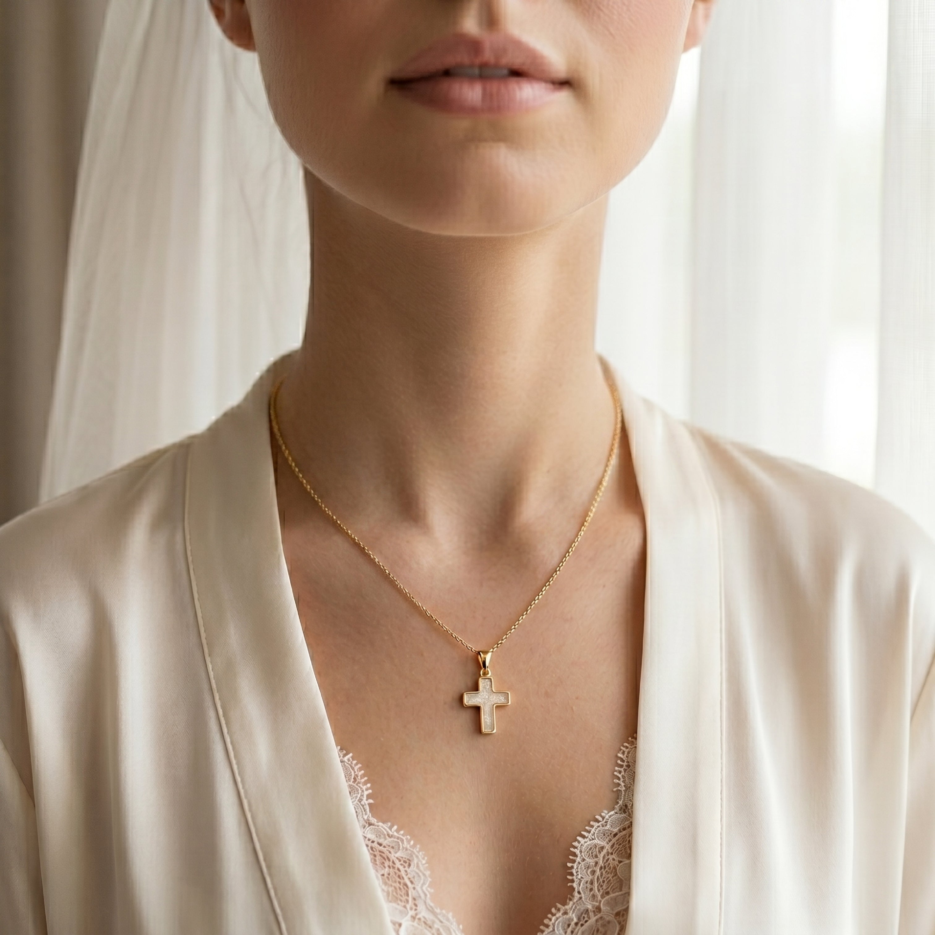 Solid 14K Double Bonded Gold  XXS Pearl lifestyle image pendant only