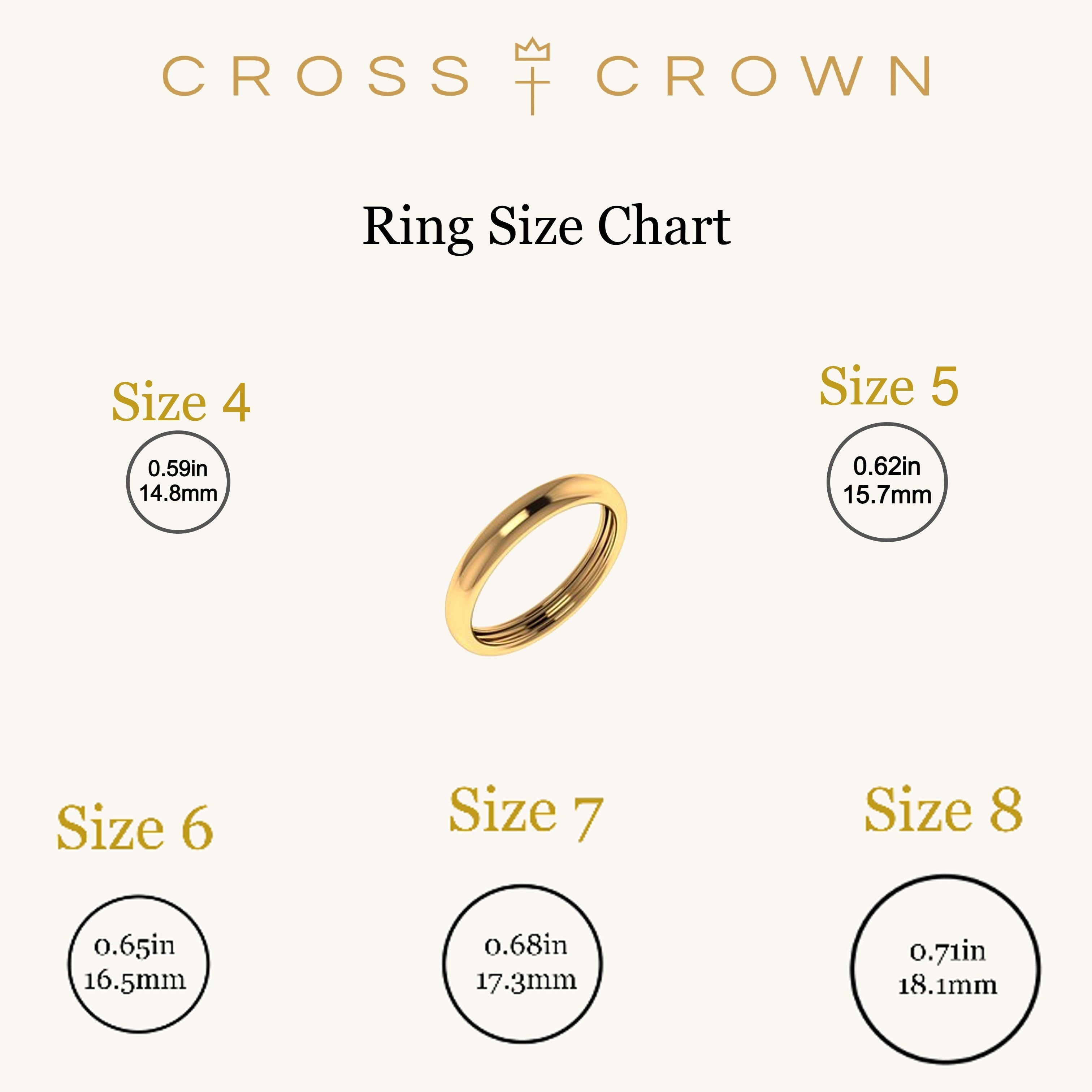 size_chart 14K Yellow Gold Star Miraculous Ring 4 5 6 7 8