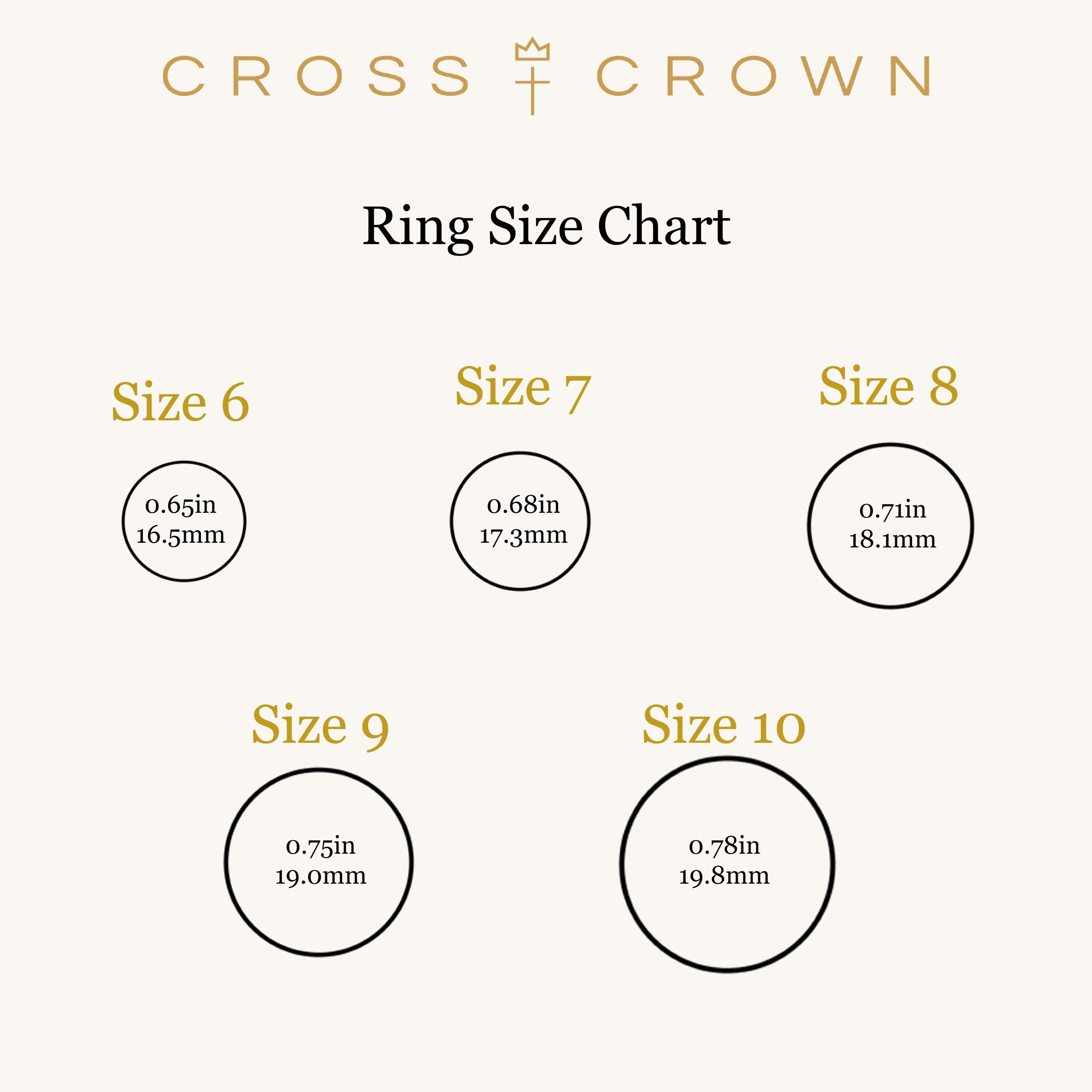 size_chart 14K Yellow Gold Double Cross Ring Size 6 7 8