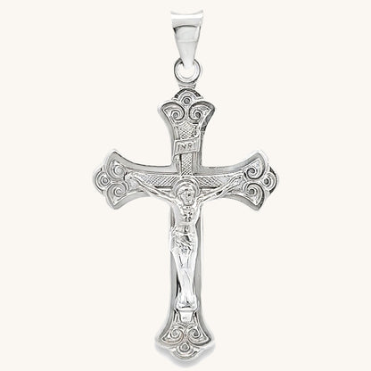 925 Bright Silver Design Crucifix XXL