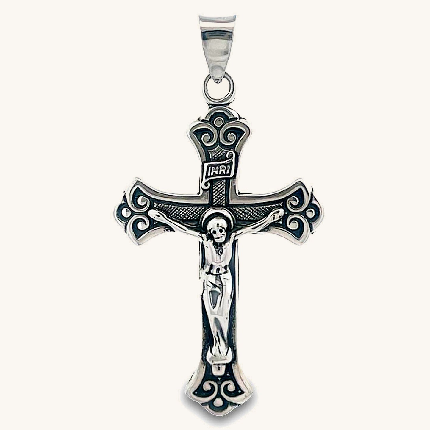 925 Antiqued Silver Design Crucifix XXL