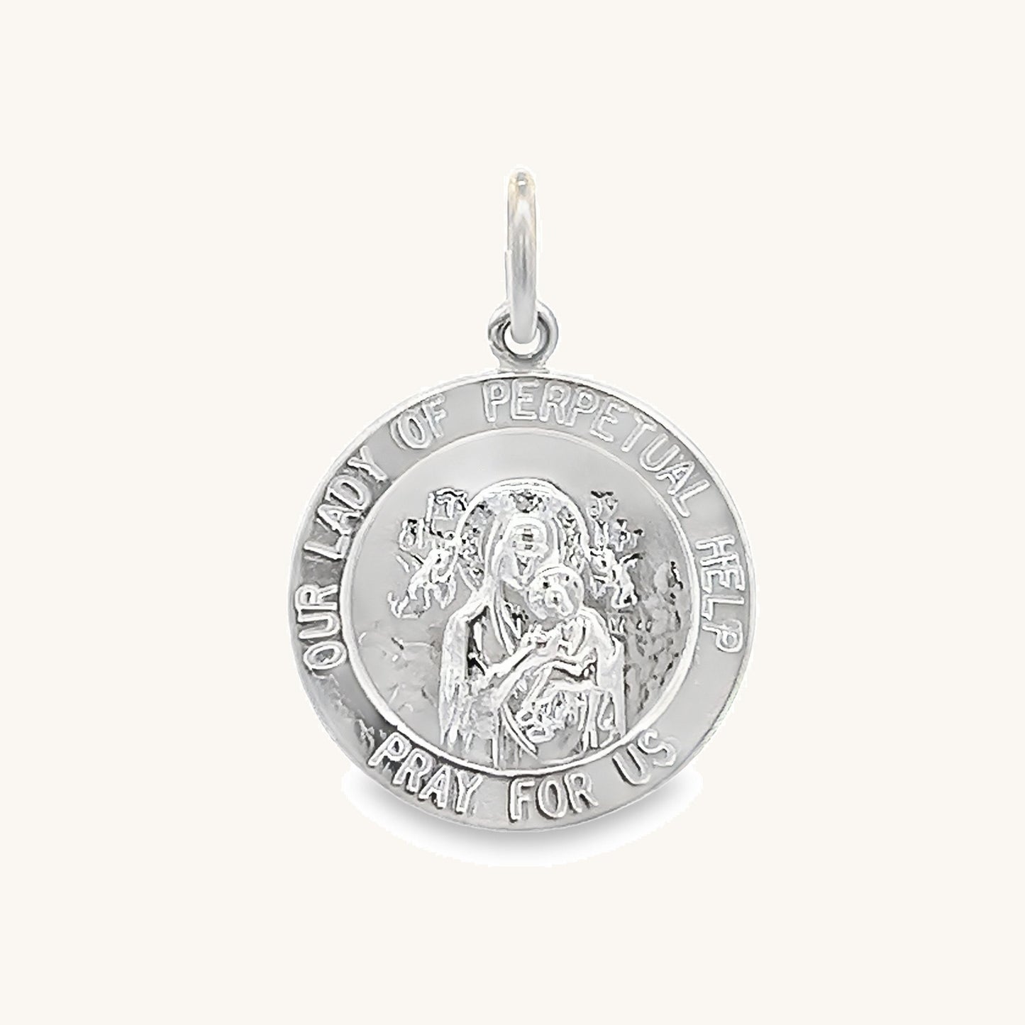 925 Bright Silver Perpetual Help Medal M