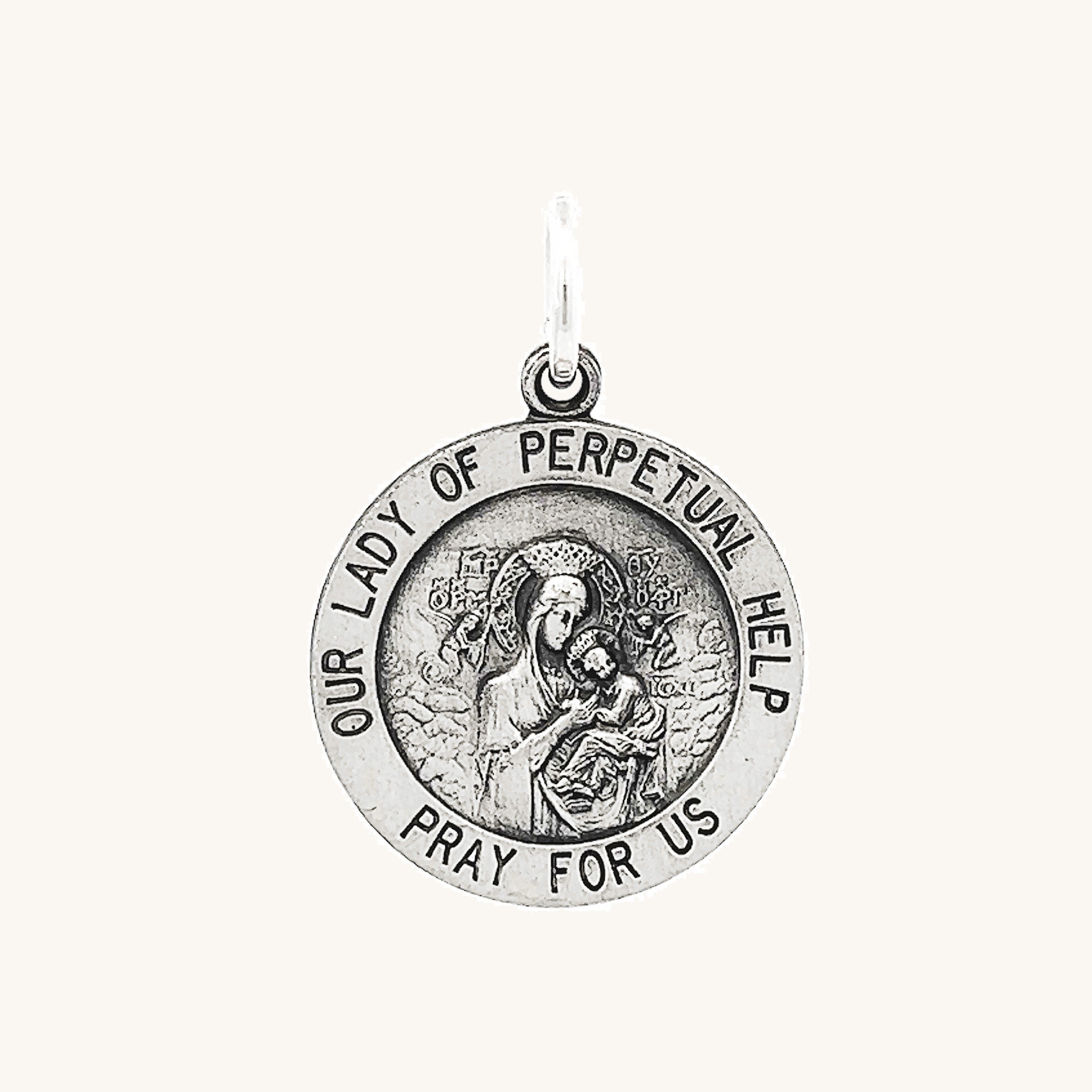 925 Antiqued Silver Perpetual Help Medal M