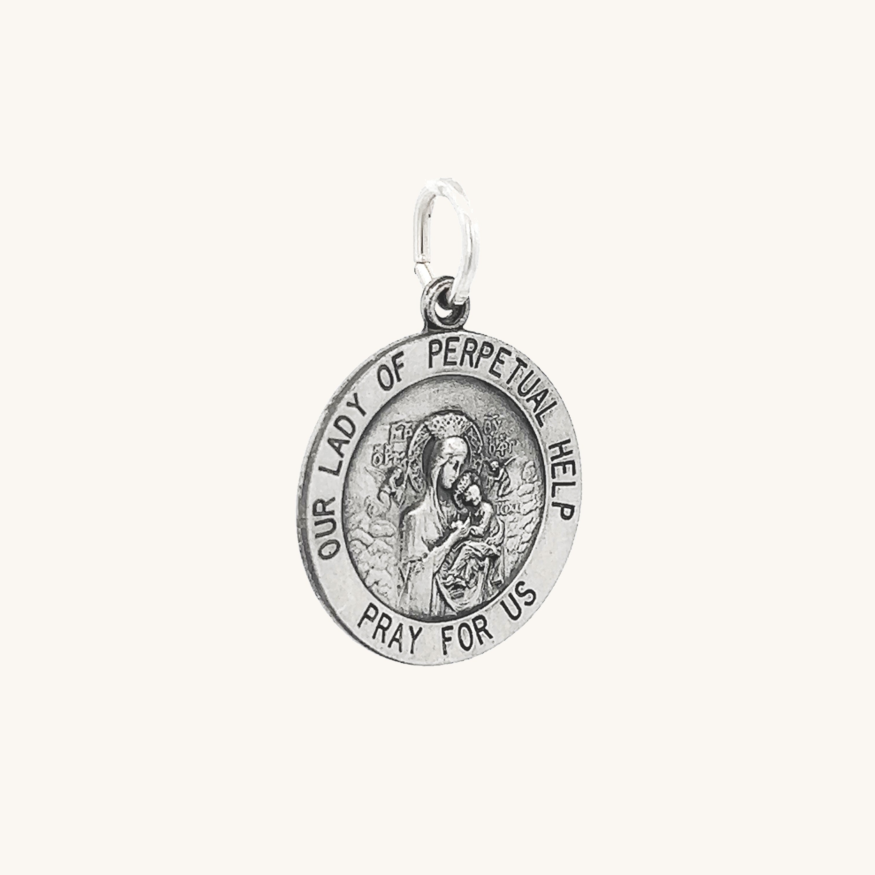 925 Antiqued Silver Perpetual Help Medal M S