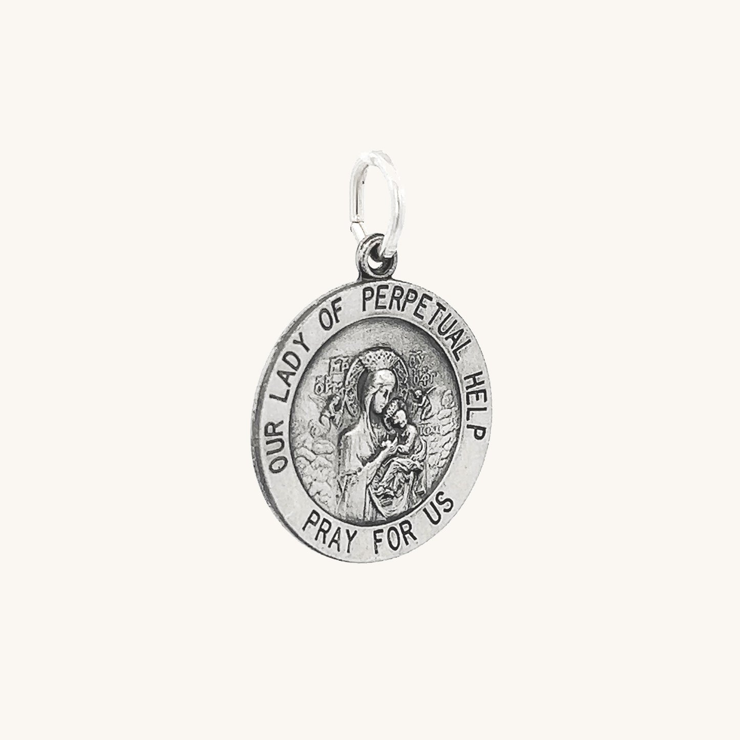 925 Antiqued Silver Perpetual Help Medal M S