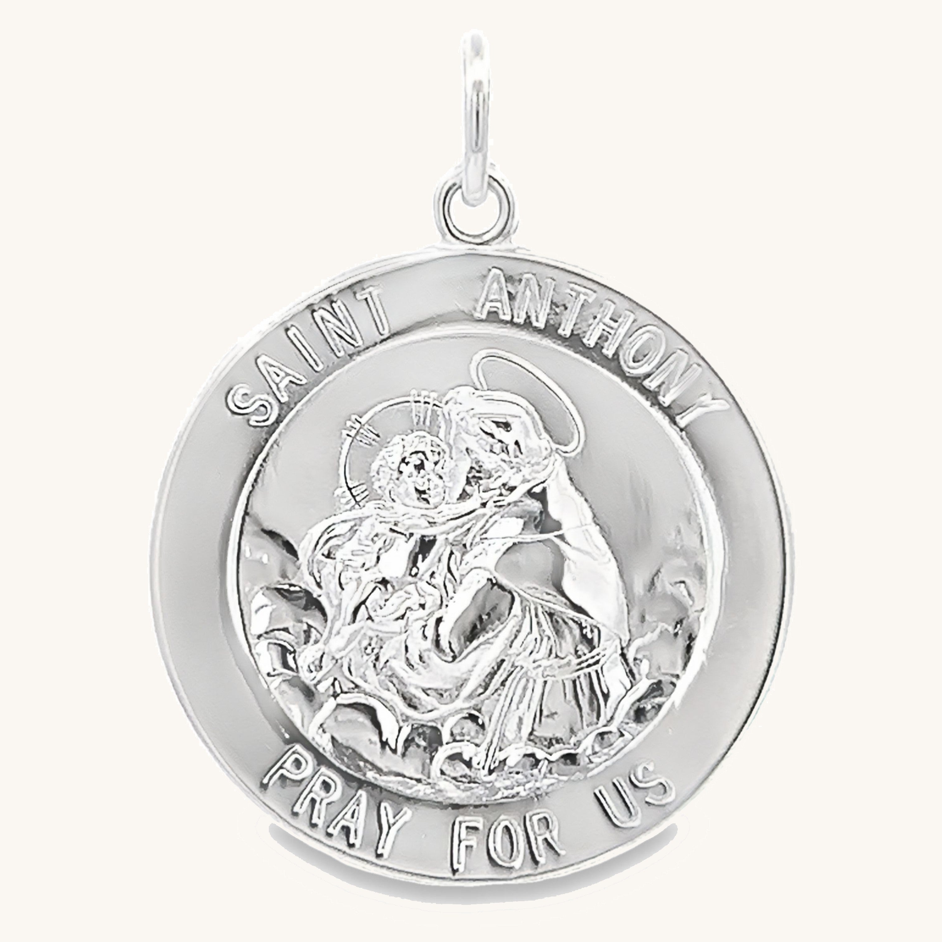 925 Bright Silver Saint Anthony Medal XL