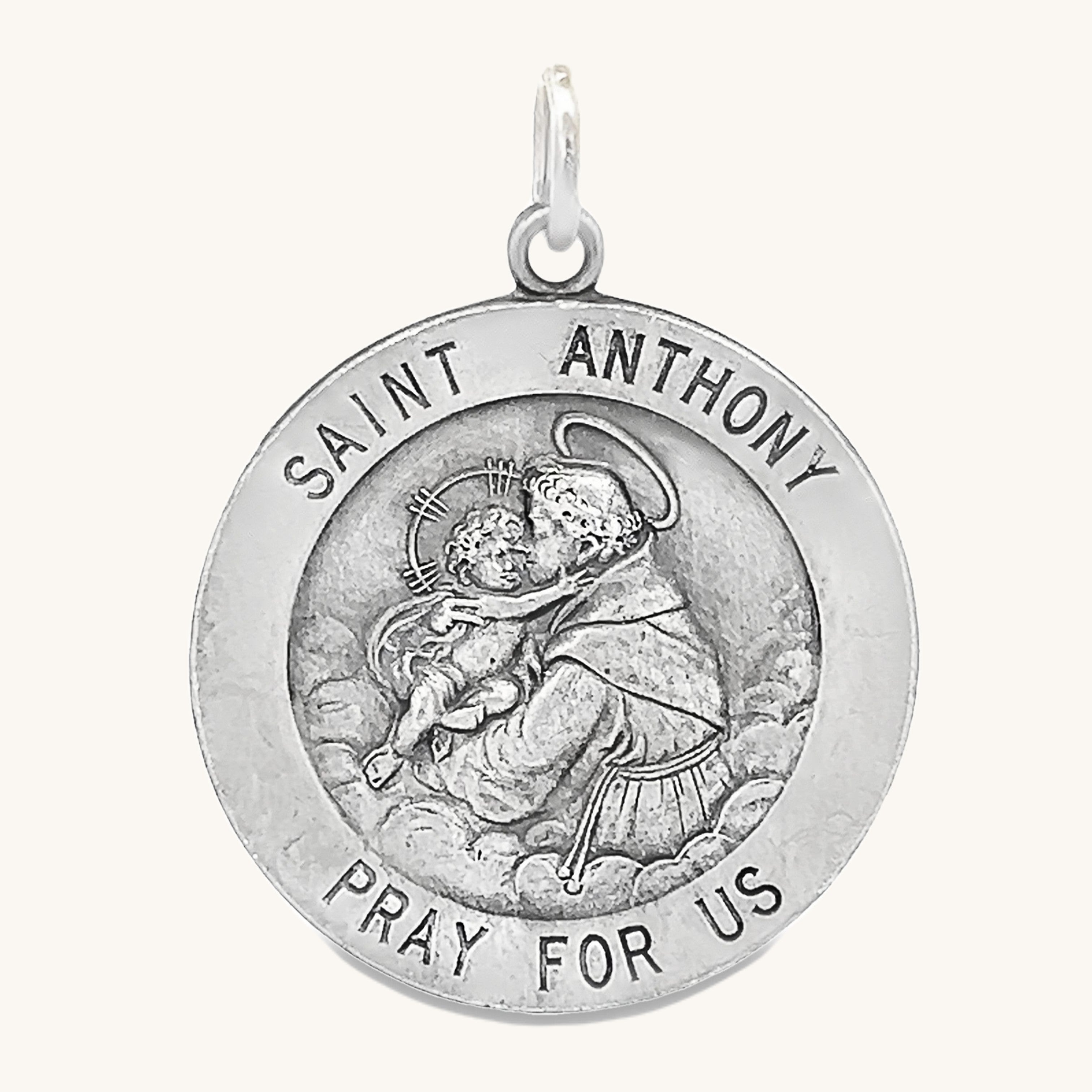 925 Antiqued Silver Saint Anthony Medal XL