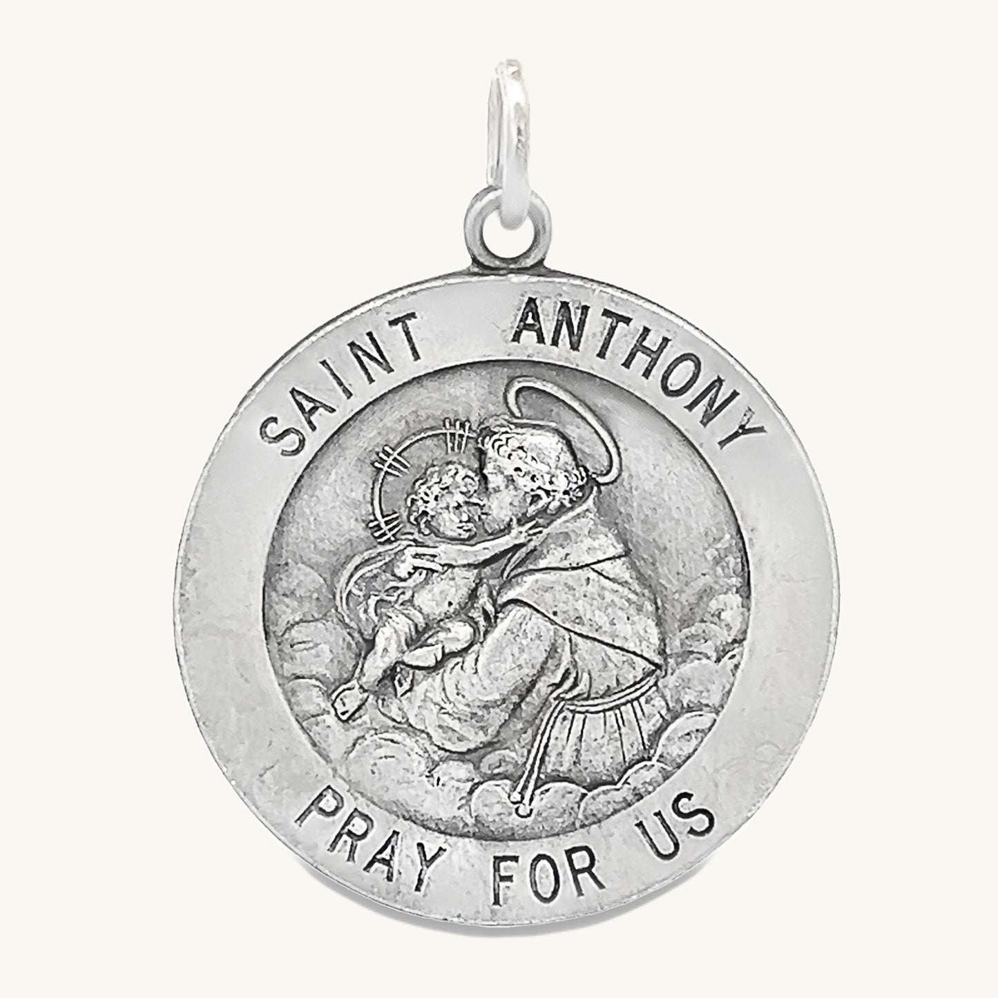 925 Antiqued Silver Saint Anthony Medal XL