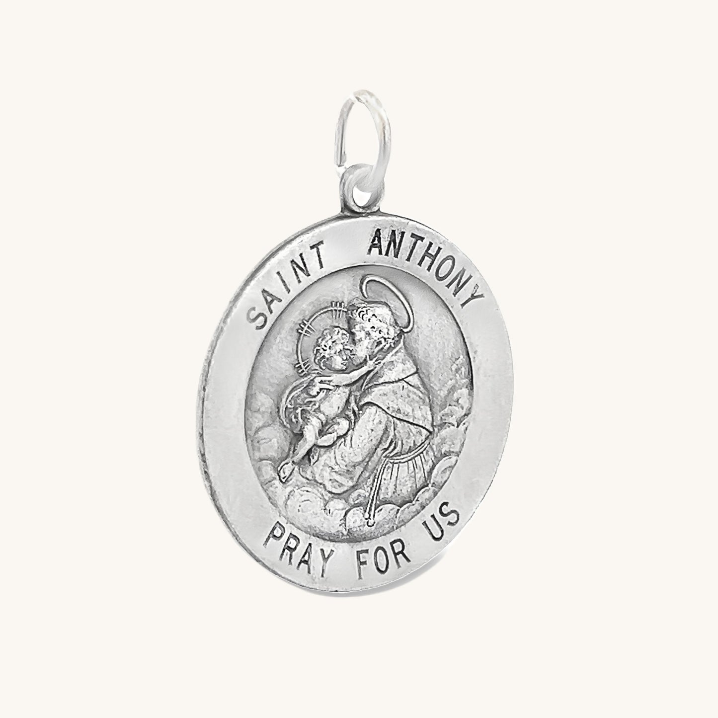 925 Antiqued Silver Saint Anthony Medal XL L M S