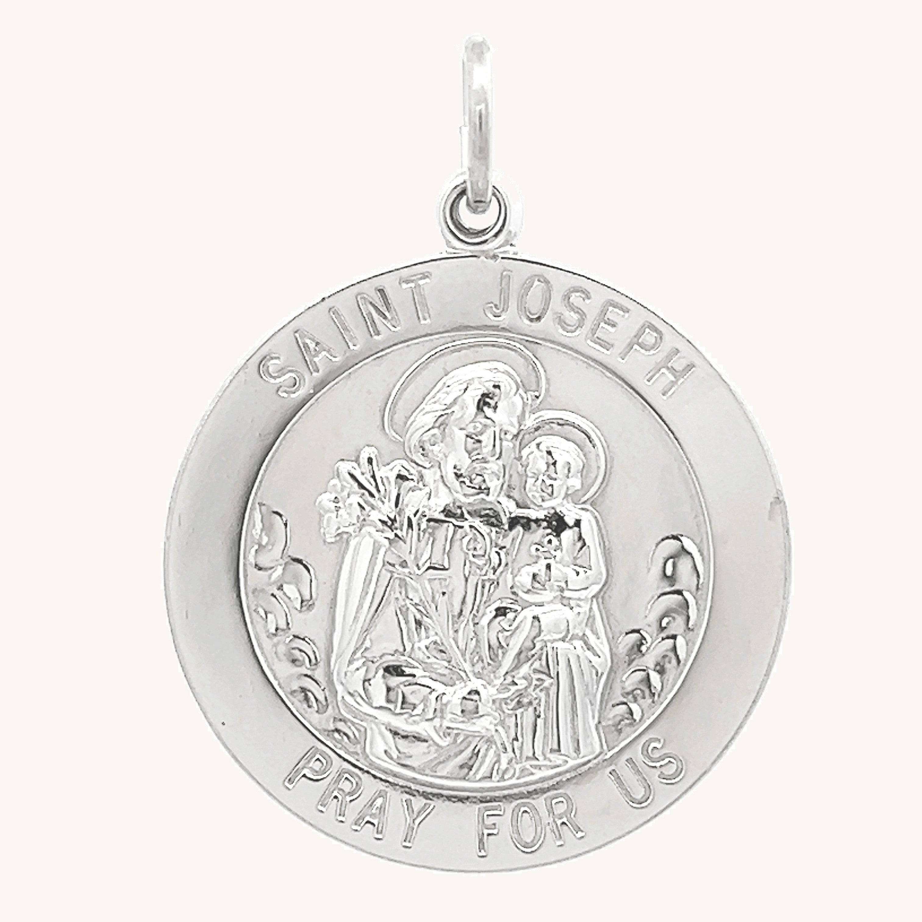 925 Bright Silver Saint Joseph Medal XL