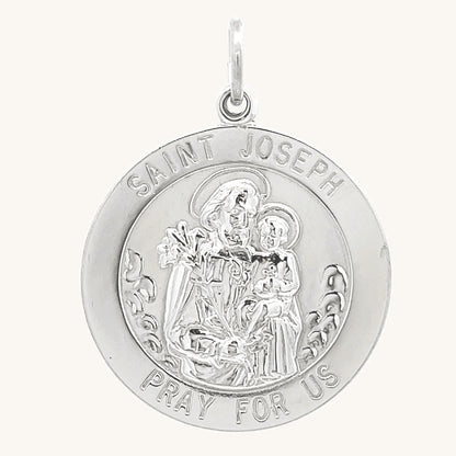 925 Bright Silver Saint Joseph Medal XL