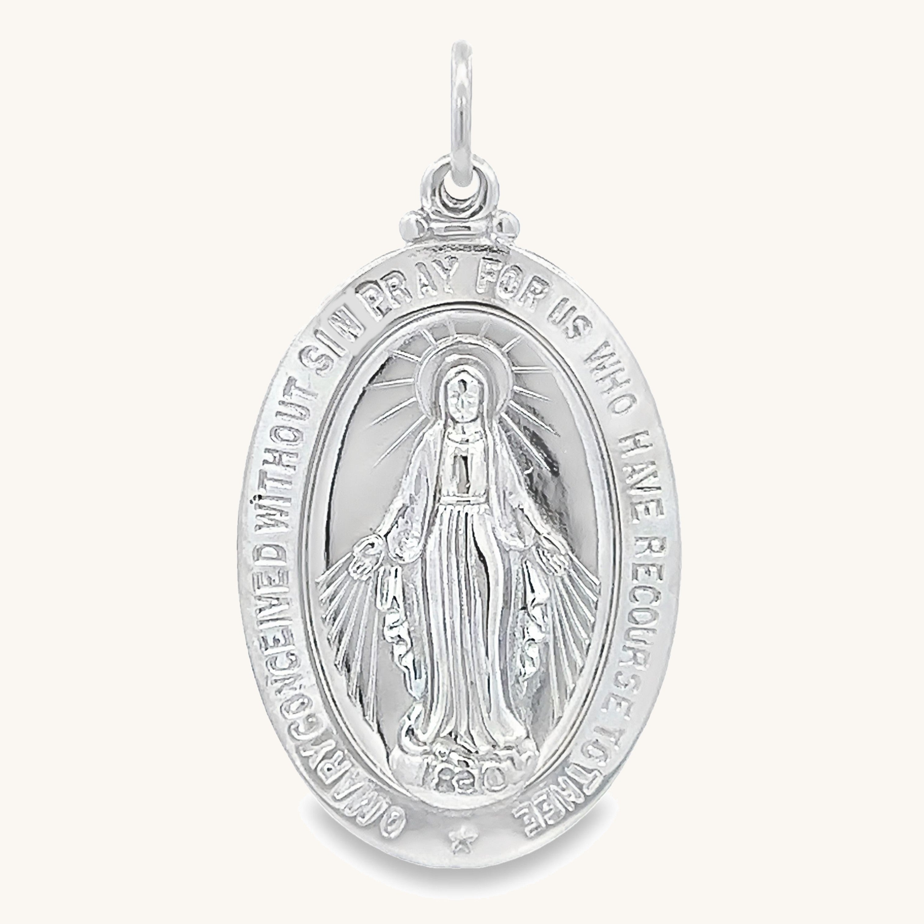 925 Bright Silver Miraculous Medal XL