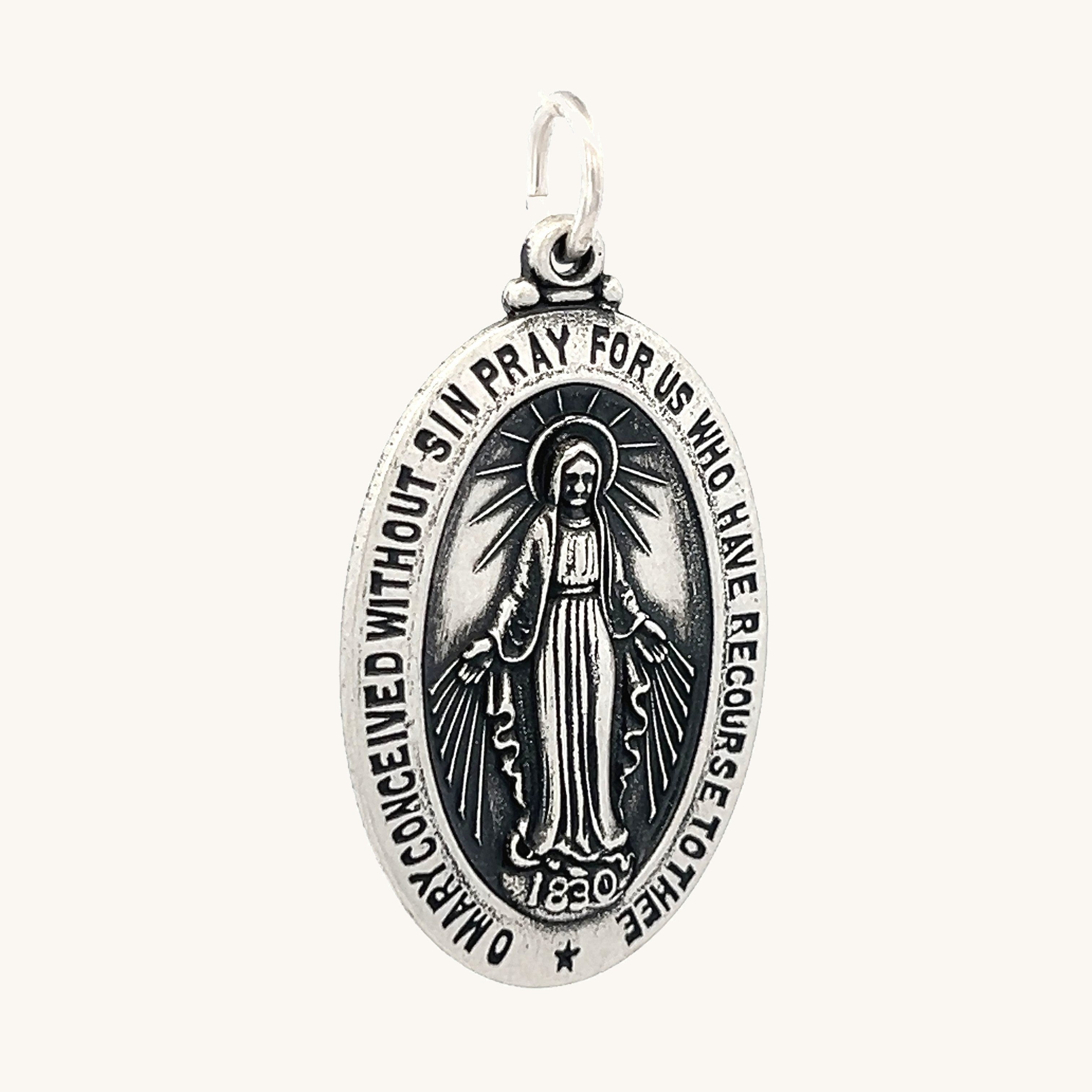 925 Antiqued Silver Miraculous Medal XL L M S XS