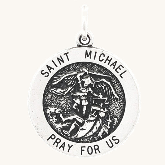 925 Antiqued Silver Saint Michael Medal XL