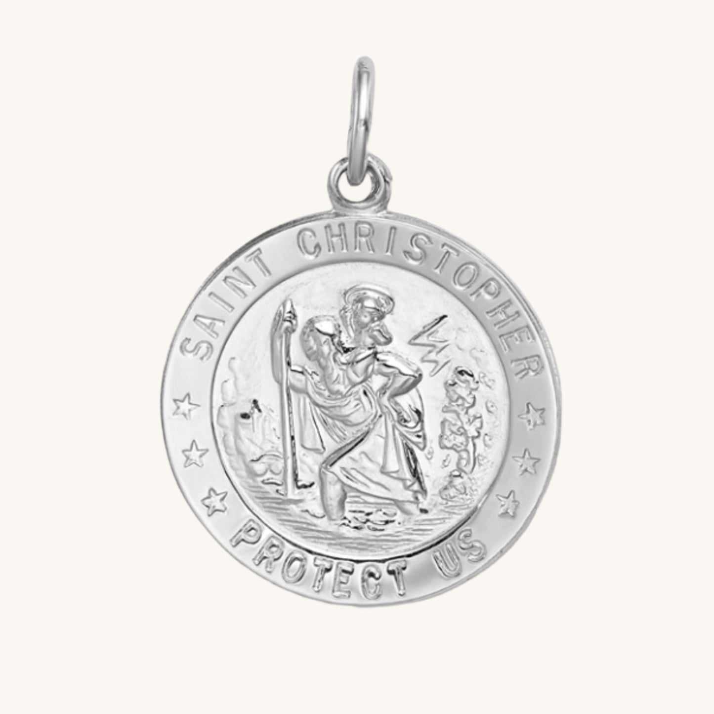 925 Bright Silver L Saint Christopher Medal pendant only