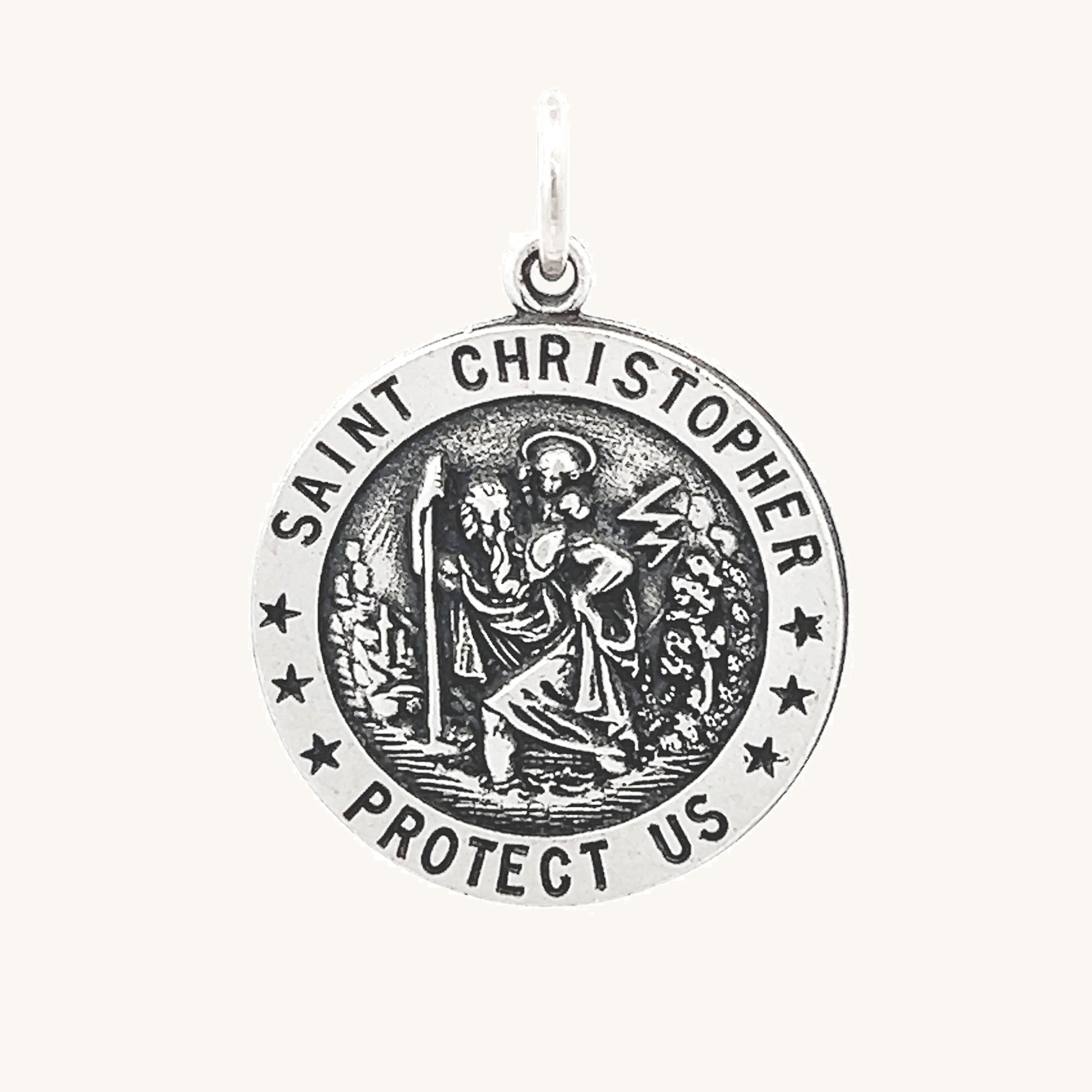 925 Antiqued Silver Saint Christopher Medal L