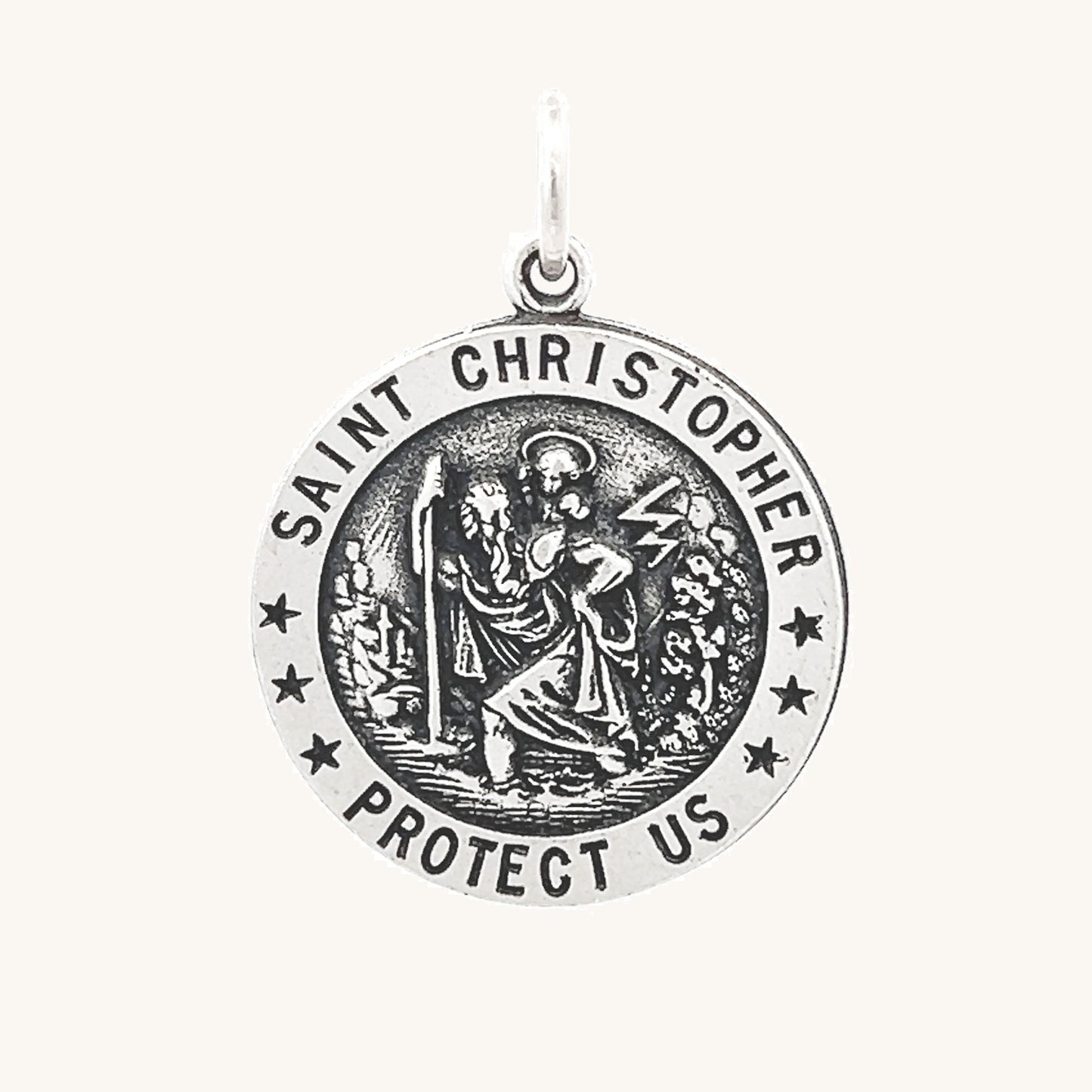 925 Antiqued Silver Saint Christopher Medal L